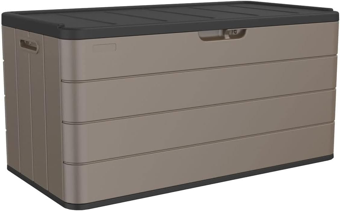 80 Gallon Outdoor Storage Box Waterproof Lockable Resin Deck Box Large, Patio Storage Bin for Pool Accessories Cushion Furniture, Garden Tools, UV-Resistant Outside Delivery Black