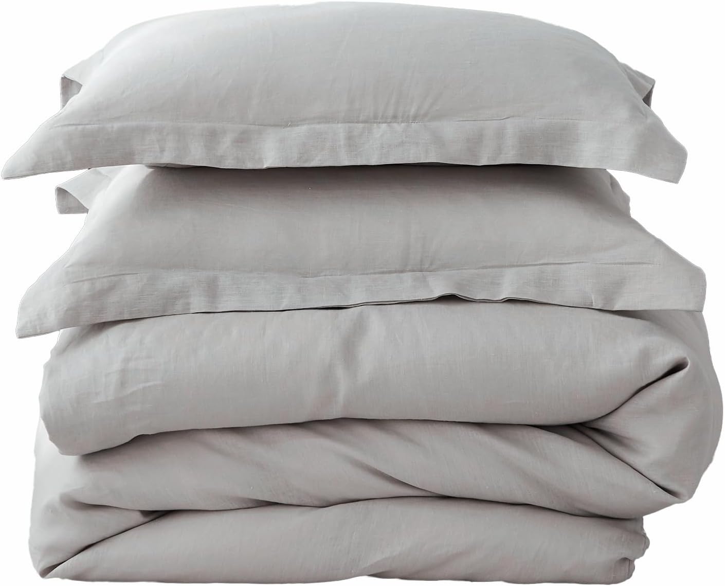 Simple&Opulence 100% Linen Duvet Cover Set 3pcs Basic Style Natural French Washed Flax Solid Color Soft Breathable Farmhouse Bedding with Button Closure - White, Queen