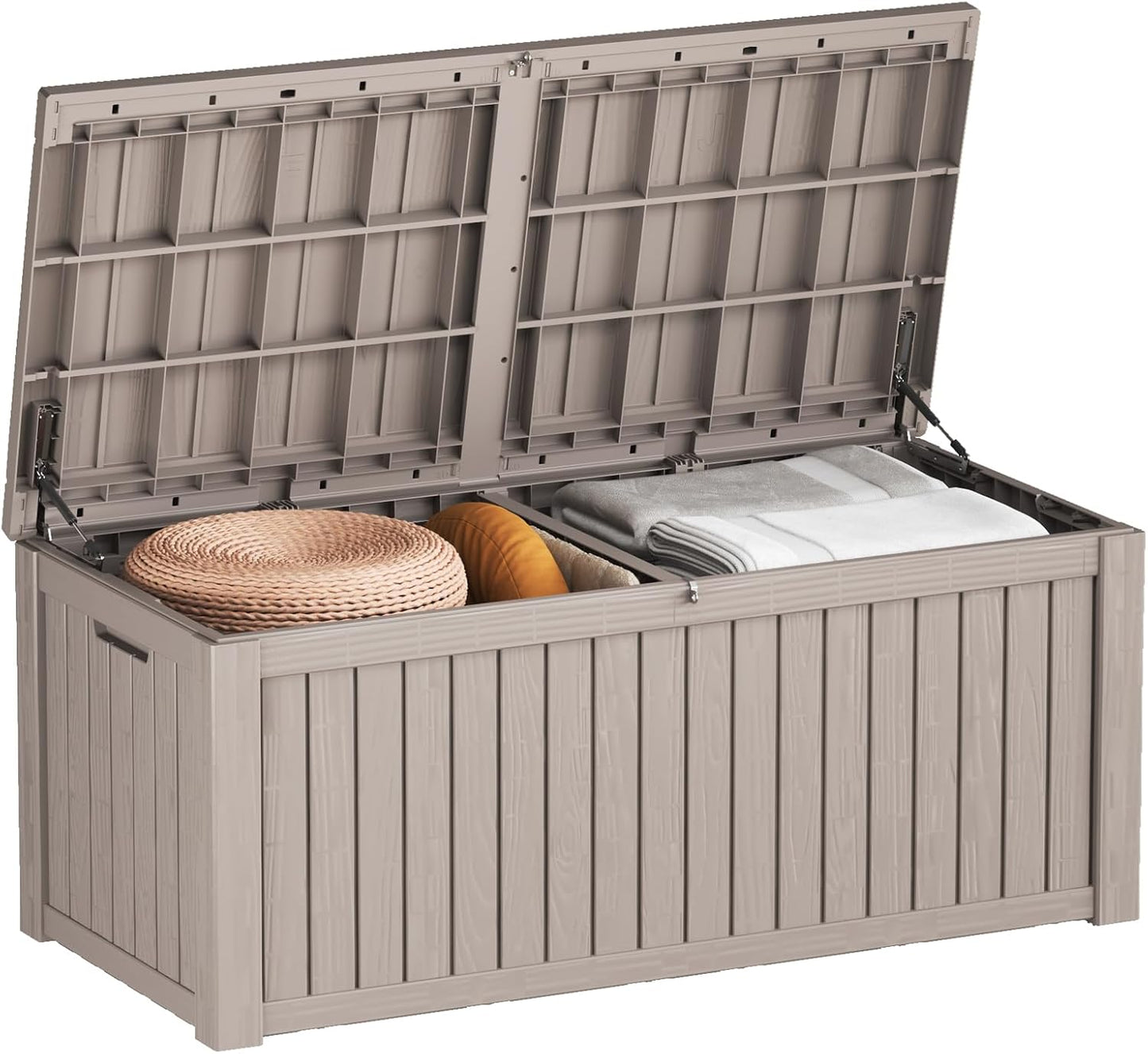 80 Gallon Outdoor Storage Box Waterproof Lockable Resin Deck Box Large, Patio Storage Bin for Pool Accessories Cushion Furniture, Garden Tools, UV-Resistant Outside Delivery Black