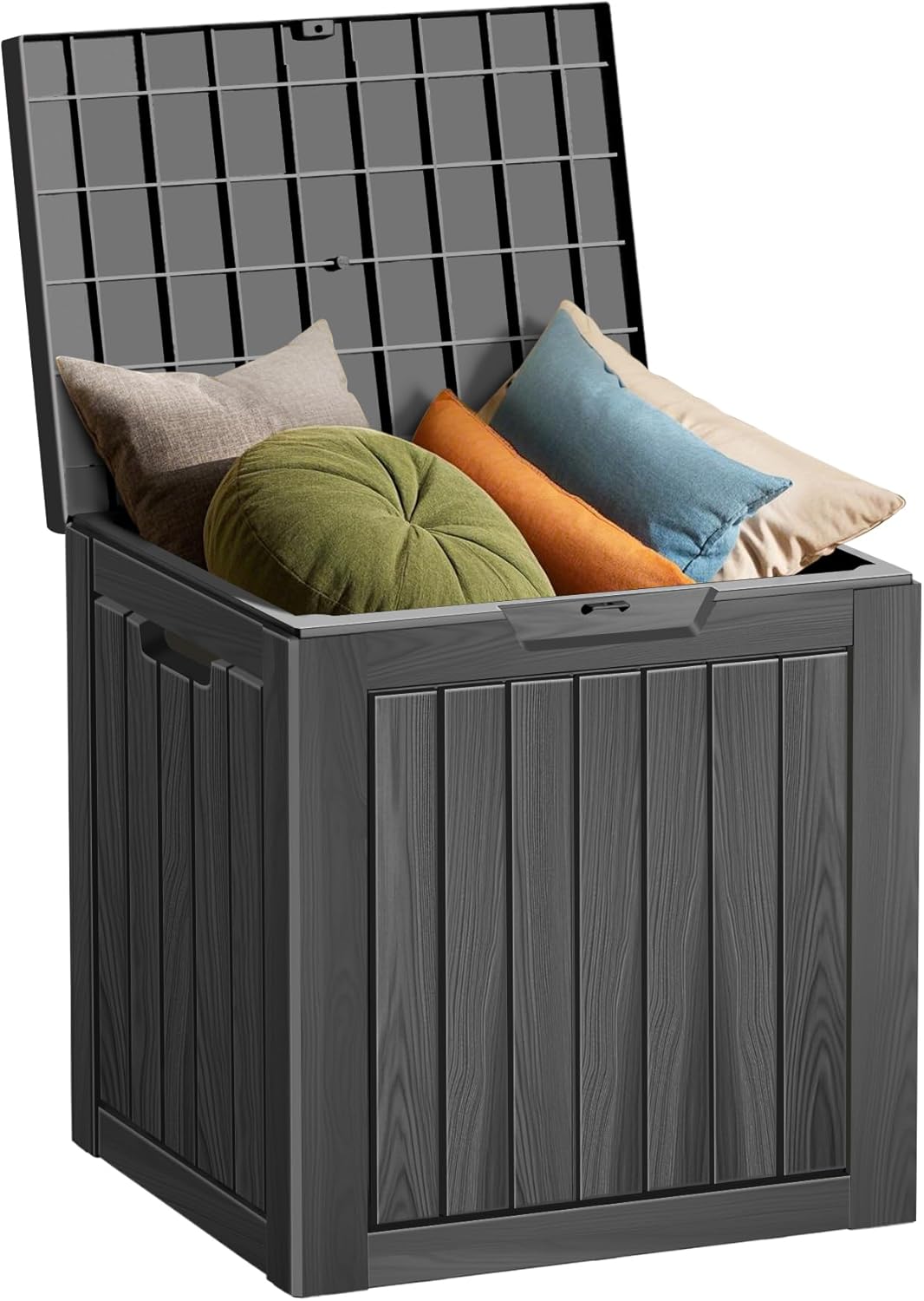 80 Gallon Outdoor Storage Box Waterproof Lockable Resin Deck Box Large, Patio Storage Bin for Pool Accessories Cushion Furniture, Garden Tools, UV-Resistant Outside Delivery Black