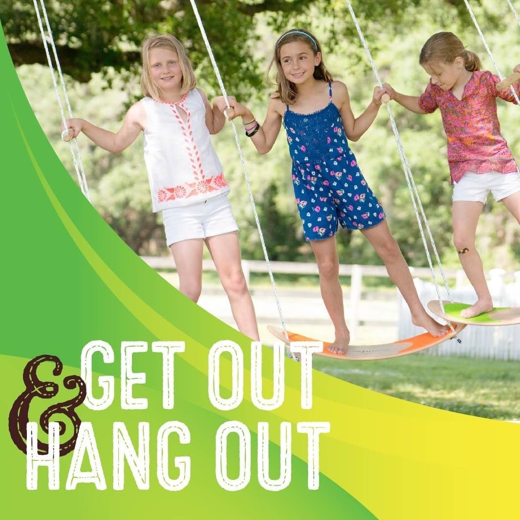 Swurfer TreeSkate Skateboard Swing, Outdoor Stand Up Surf Swing, Holds Up to 200 lbs, Ages 6 and Up, Adjustable Handles, Grip Tape, Kids Outdoor Play Equipment for Children and Adults (Waves)