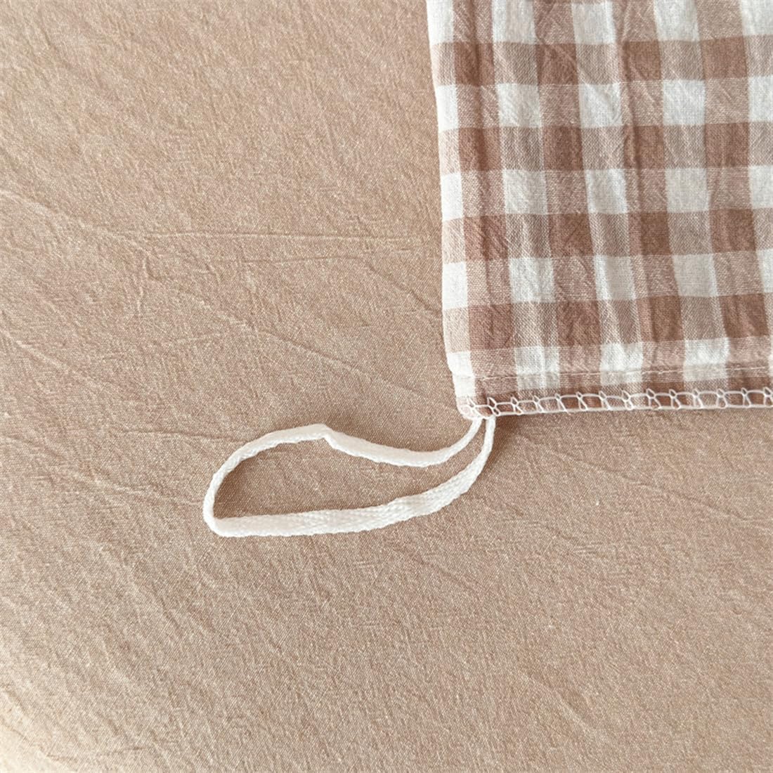Mucalis Tan Gingham Duvet Cover King 100% Washed Cotton Beige Cream Checked Duvet Cover Set Modern Plaid 3 Piece Grid Bedding Set with Zipper Closure Corner Ties,Durable,Breathable,Easy Care