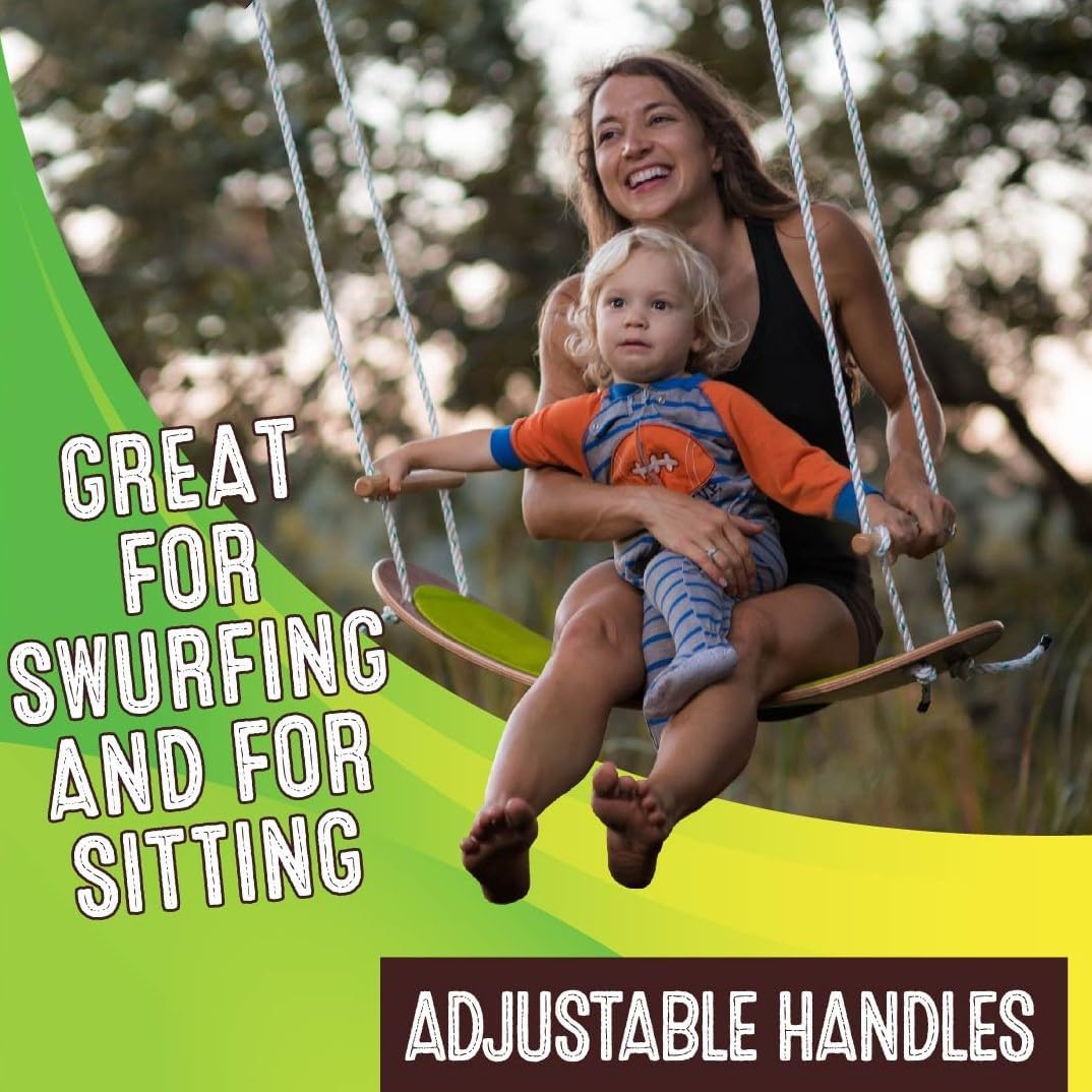 Swurfer TreeSkate Skateboard Swing, Outdoor Stand Up Surf Swing, Holds Up to 200 lbs, Ages 6 and Up, Adjustable Handles, Grip Tape, Kids Outdoor Play Equipment for Children and Adults (Waves)