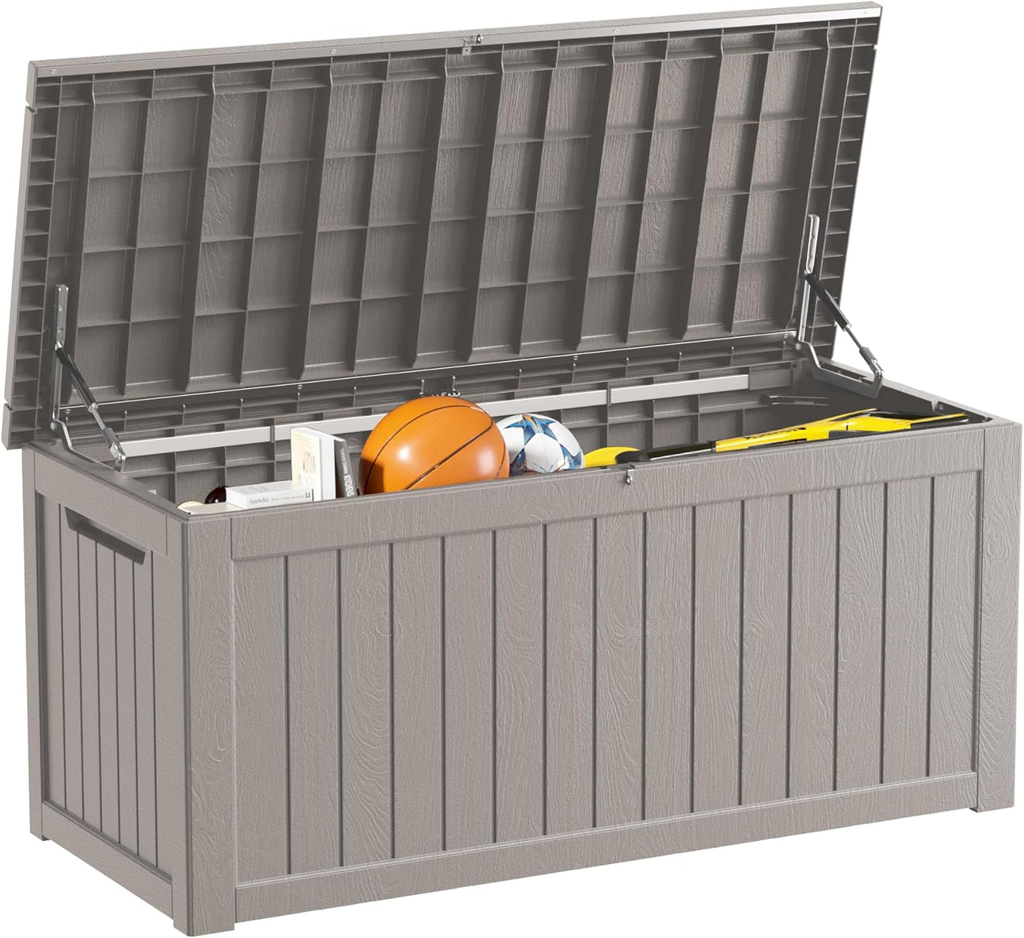 80 Gallon Outdoor Storage Box Waterproof Lockable Resin Deck Box Large, Patio Storage Bin for Pool Accessories Cushion Furniture, Garden Tools, UV-Resistant Outside Delivery Black