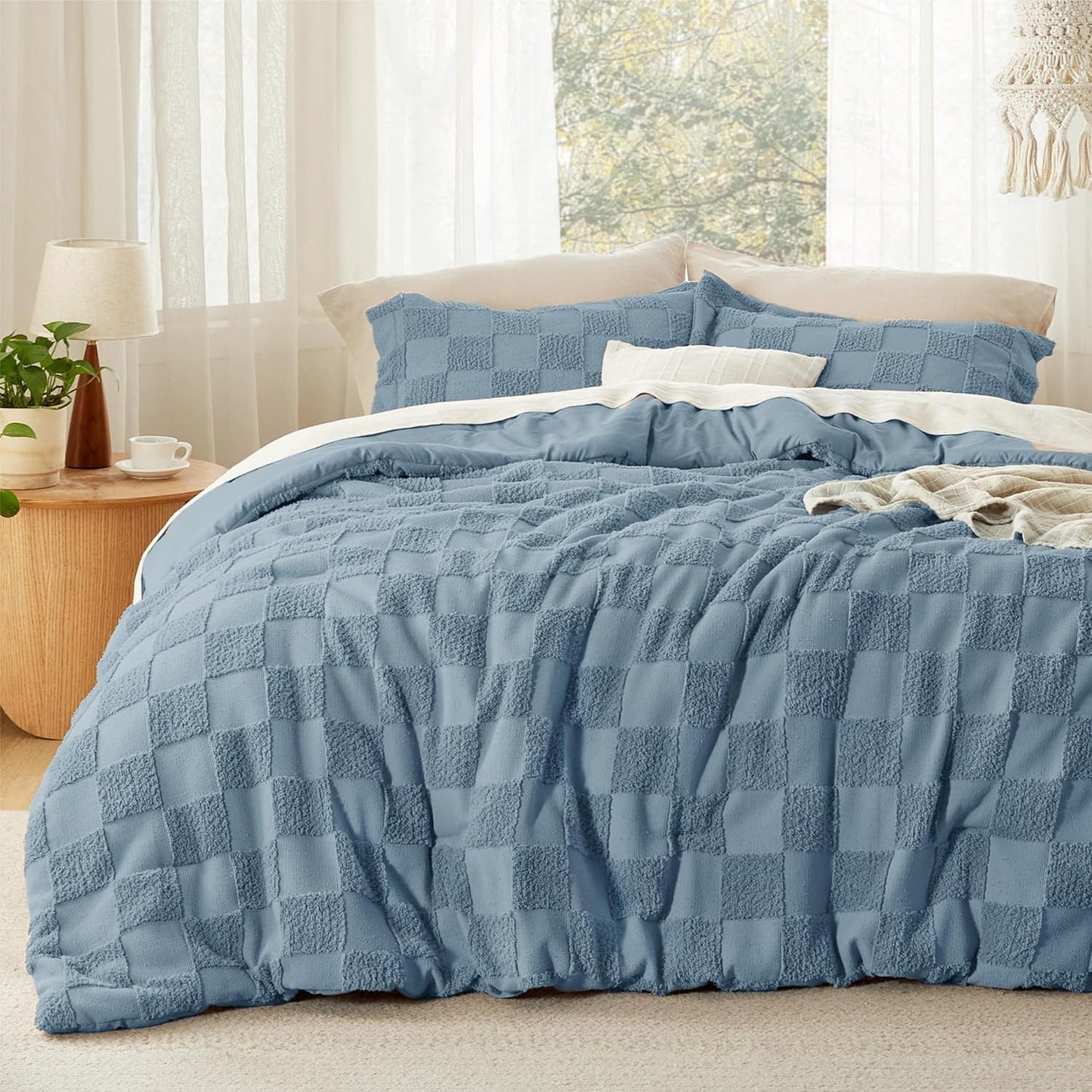 Bedsure Boho Kids Duvet Cover Queen Size(Duvet Insert/Comforter not Included - Tufted Duvet Cover Queen for All Seasons,Soft Shabby Chic Boho Bedding (Beige, 90" x 90")