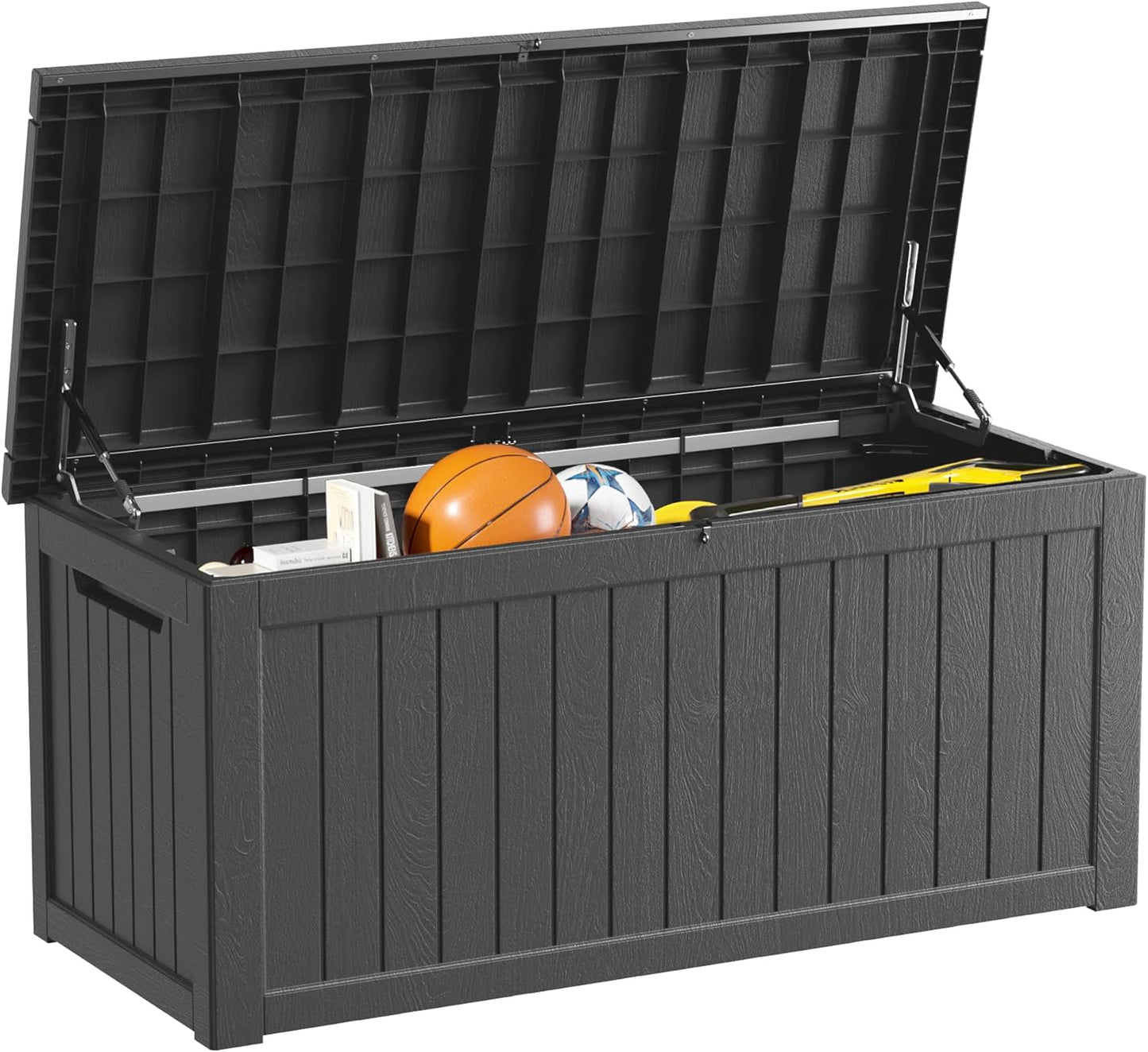 80 Gallon Outdoor Storage Box Waterproof Lockable Resin Deck Box Large, Patio Storage Bin for Pool Accessories Cushion Furniture, Garden Tools, UV-Resistant Outside Delivery Black