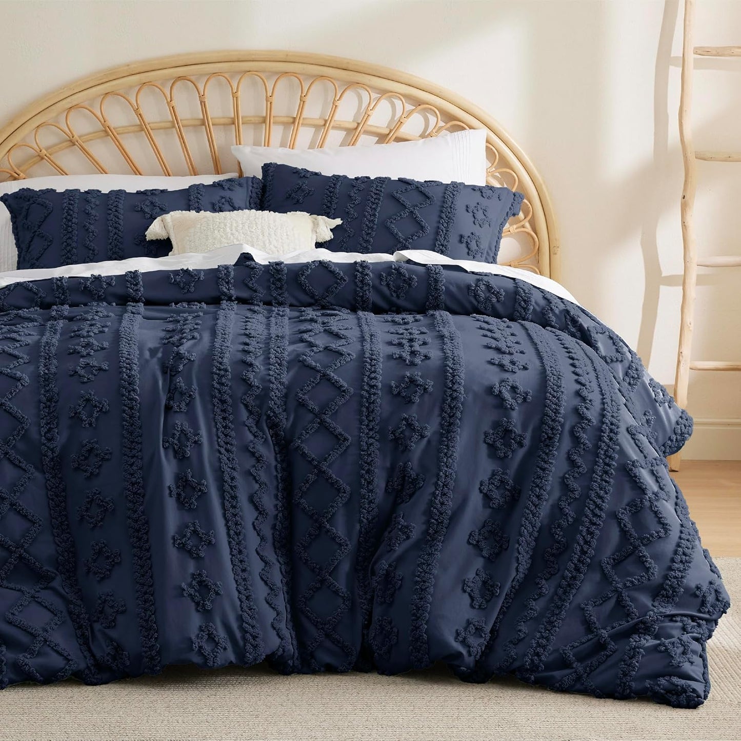 Bedsure Boho Kids Duvet Cover Queen Size(Duvet Insert/Comforter not Included - Tufted Duvet Cover Queen for All Seasons,Soft Shabby Chic Boho Bedding (Beige, 90" x 90")