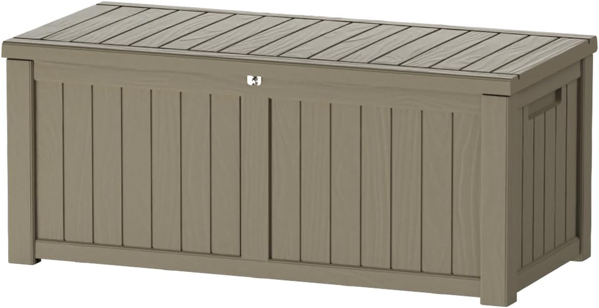 80 Gallon Outdoor Storage Box Waterproof Lockable Resin Deck Box Large, Patio Storage Bin for Pool Accessories Cushion Furniture, Garden Tools, UV-Resistant Outside Delivery Black