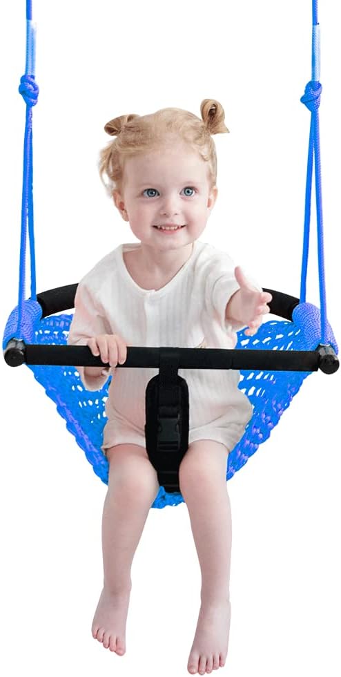 2 -in- 1 Toddler Swing. Swing Seat for Kids with Adjustable Ropes, for Kids Heavy Duty Rope Play Secure Children Swings Set, for Outdoor Indoor, Backyard. Upgrade Product (Light Brown)