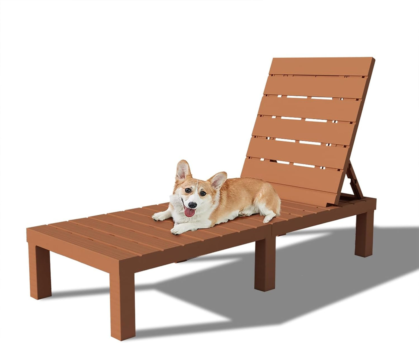 DIMAR GARDEN Outdoor Chaise Lounge,Resin Pool Lounge Chair Waterproof Recliner,Mocha