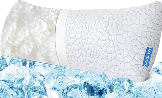 QUTOOL Cooling Pillows for Sleeping 2 Pack, Shredded Memory Foam Bed Pillows Queen Size Set of 2, Cool Gel Pillow for Hot Sleepers Adjustable Firm Pillow for Side, Back and Stomach Sleepers Supportive