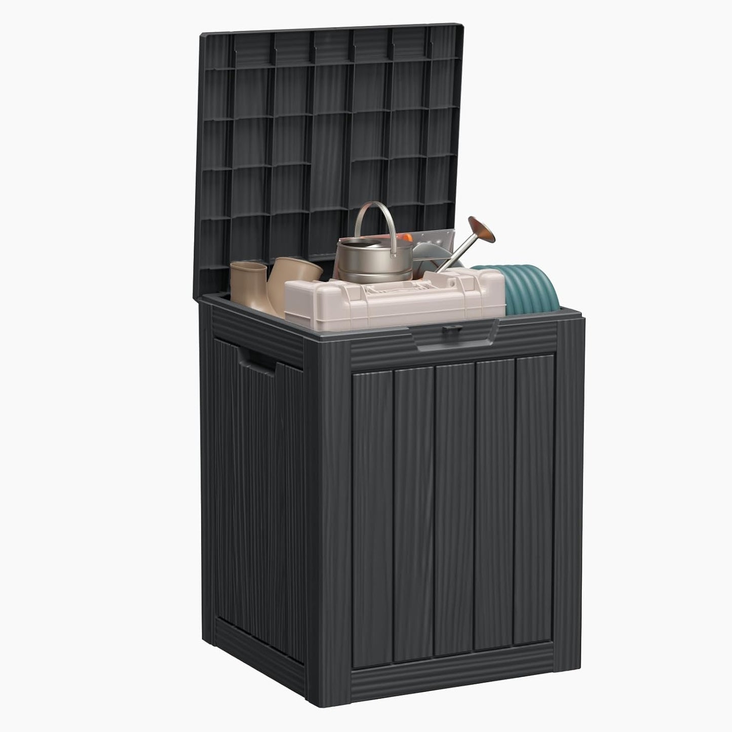 Vixzen 45 Gallon Resin Deck Box, Lockable Outdoor Storage Box for Patio Cushions Storage Furniture,Garden Tools, Pool Supplies, Weatherproof and UV Resistant