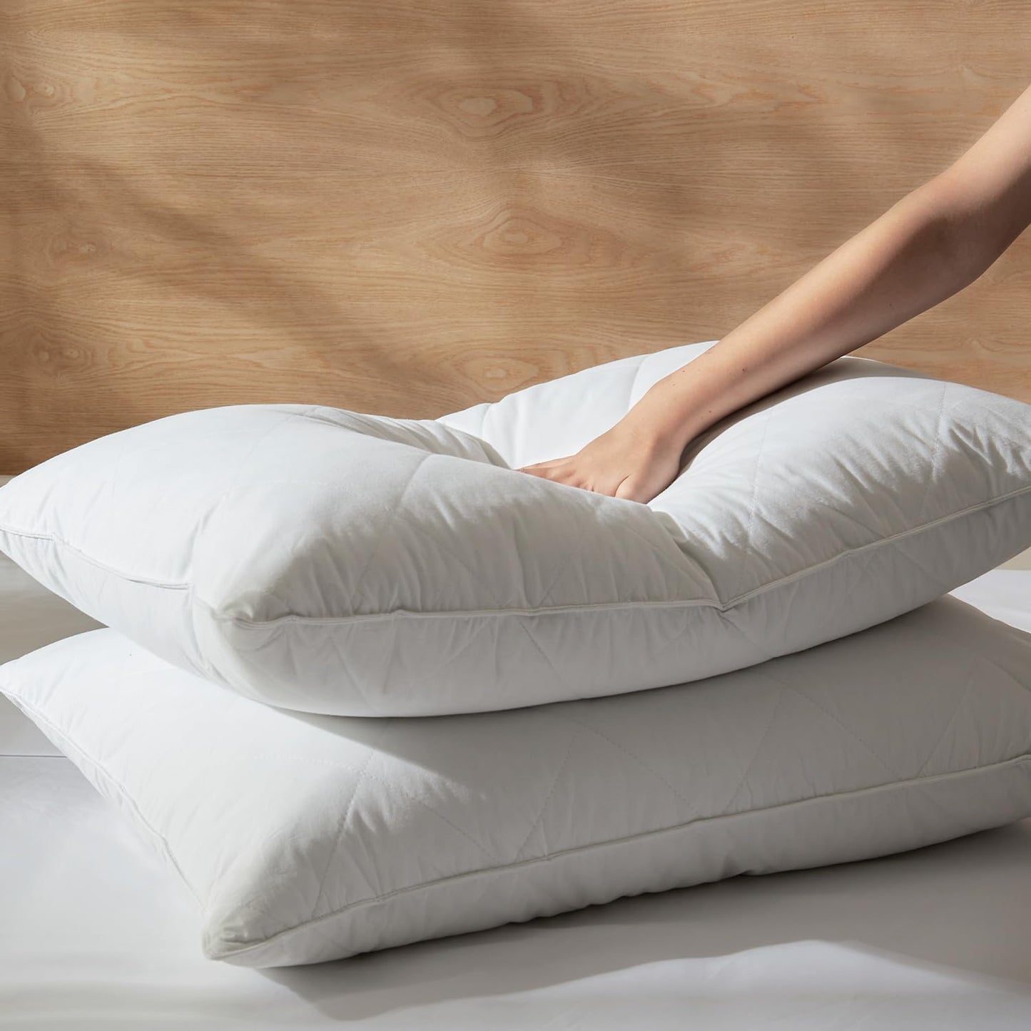 Three Geese White Goose Feather Pillows Queen/Standard Size Set of 1- Soft 600 Thread Count 100% Cotton, Medium Firm,Soft Support, White Solid