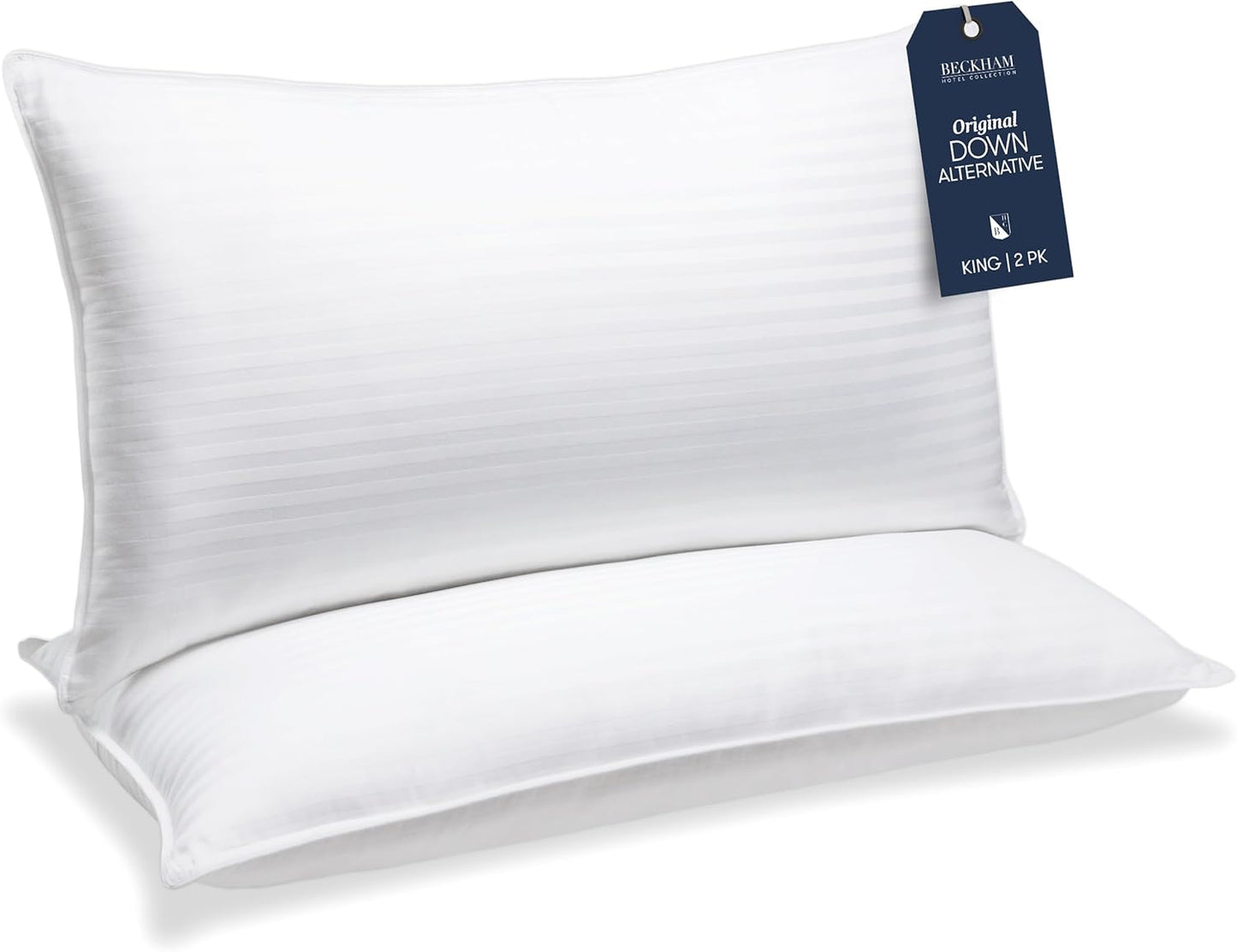 Beckham Hotel Collection Bed Pillows Standard/Queen Size Set of 2 - Original Down Alternative Pillow for Sleeping - Bedding for Back, Stomach or Side Sleepers