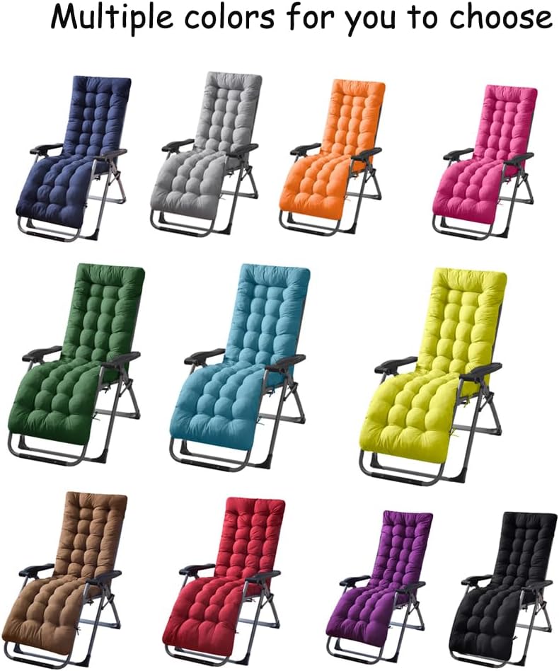 Patio Chaise Lounger Cushion, Lounge Chair Recliners Chair Cushions with 6 Ties,Thick Padded Swing Bench Cushion，61x18.89x3.14in (Grey)