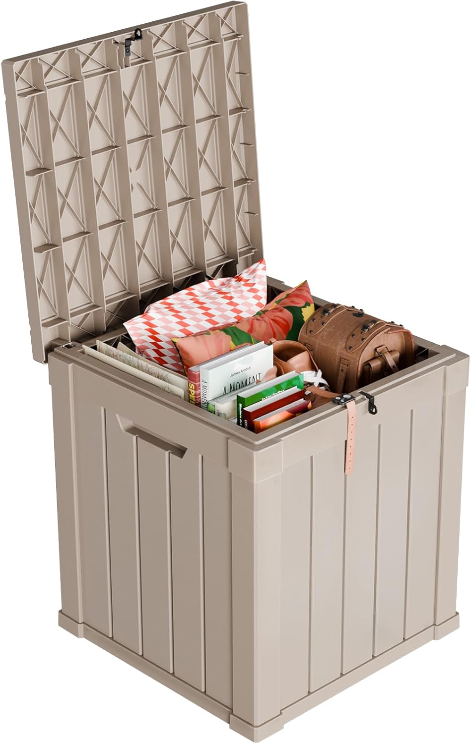 Vixzen 45 Gallon Resin Deck Box, Lockable Outdoor Storage Box for Patio Cushions Storage Furniture,Garden Tools, Pool Supplies, Weatherproof and UV Resistant