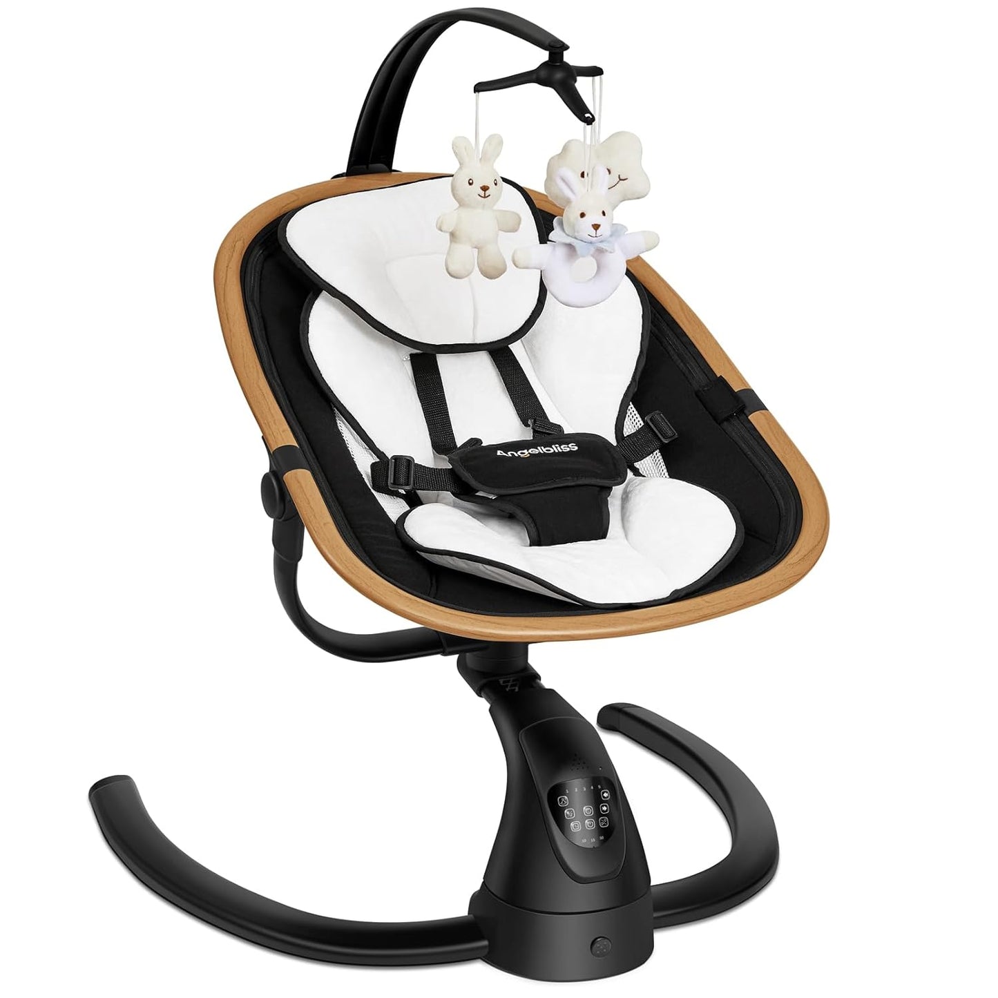 Angelbliss Baby Swing with Cry Detection, Electric Swing - Side-to-Side & 180 Rotation, for Infants & Toddlers (Grey) with 5 Speeds