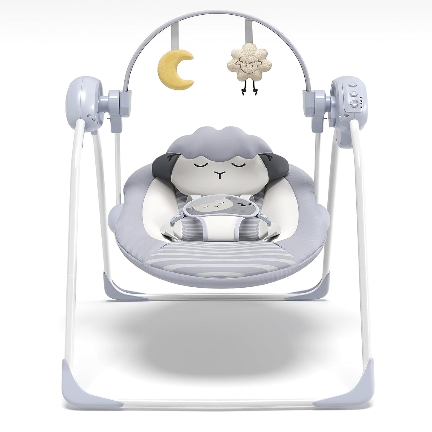 Baby Swings for Infants, Portable Baby Swing with Adaptable Speed, Music and Timer, Infant Swing for Babies 0-9 Months 6-20 lbs, Indoor/Outdoor Use