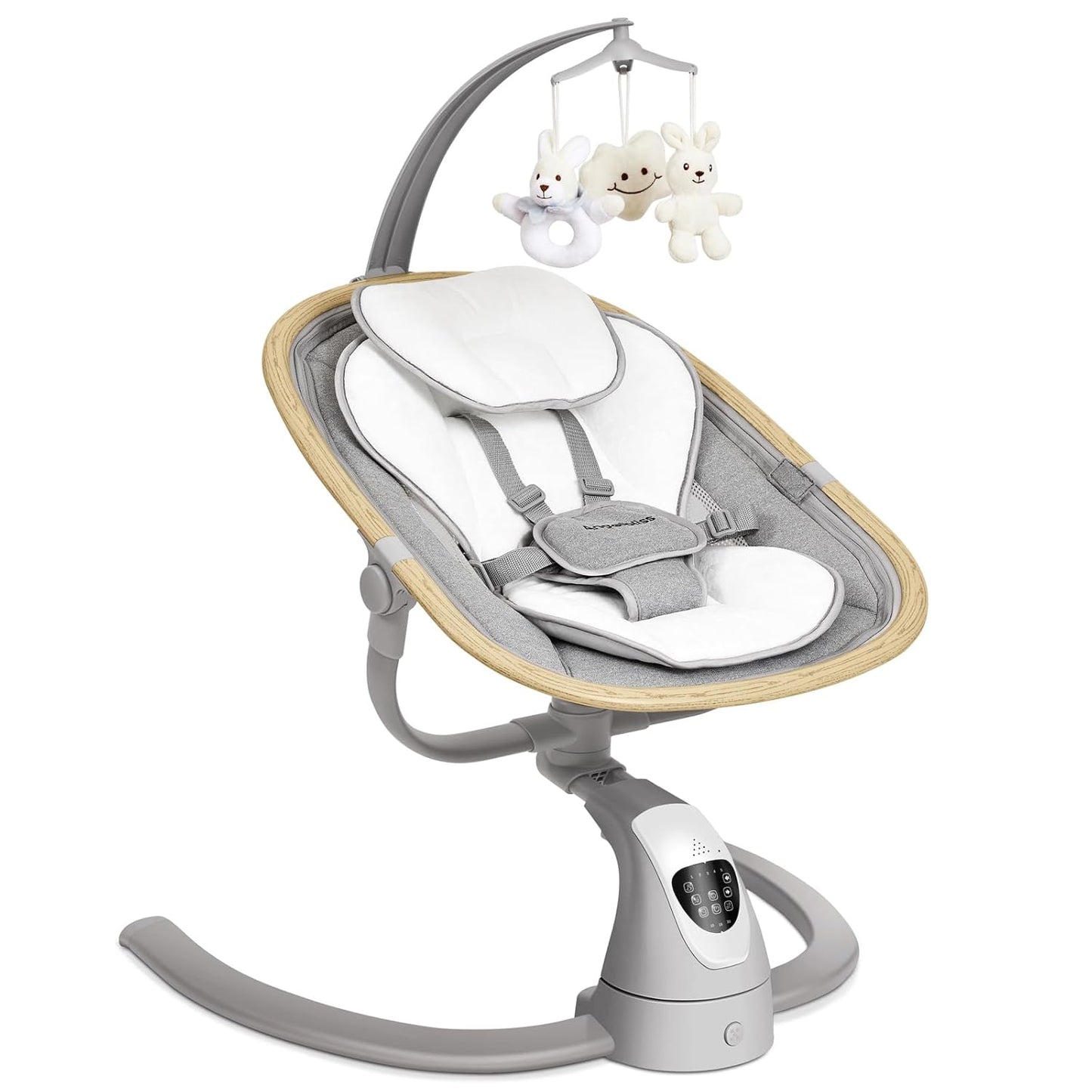 Angelbliss Baby Swing with Cry Detection, Electric Swing - Side-to-Side & 180 Rotation, for Infants & Toddlers (Grey) with 5 Speeds