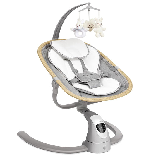 Angelbliss Baby Swing with Cry Detection, Electric Swing - Side-to-Side & 180 Rotation, for Infants & Toddlers (Grey) with 5 Speeds