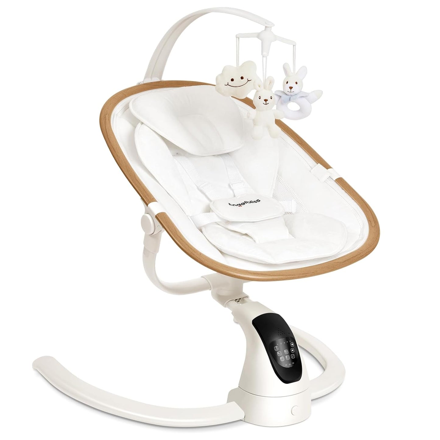 Angelbliss Baby Swing with Cry Detection, Electric Swing - Side-to-Side & 180 Rotation, for Infants & Toddlers (Grey) with 5 Speeds