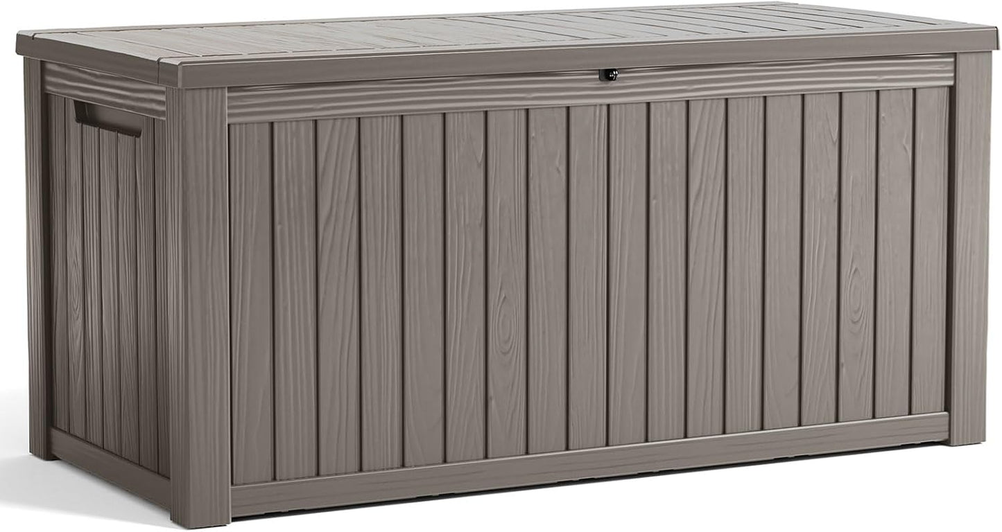 Vixzen 45 Gallon Resin Deck Box, Lockable Outdoor Storage Box for Patio Cushions Storage Furniture,Garden Tools, Pool Supplies, Weatherproof and UV Resistant