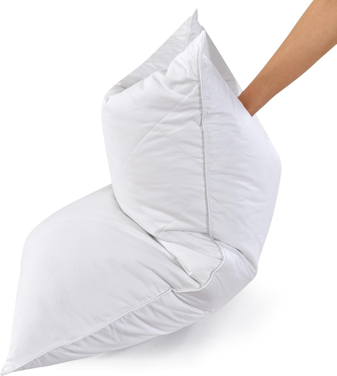 Three Geese White Goose Feather Pillows Queen/Standard Size Set of 1- Soft 600 Thread Count 100% Cotton, Medium Firm,Soft Support, White Solid