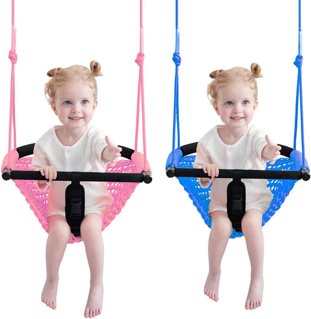 2 -in- 1 Toddler Swing. Swing Seat for Kids with Adjustable Ropes, for Kids Heavy Duty Rope Play Secure Children Swings Set, for Outdoor Indoor, Backyard. Upgrade Product (Light Brown)