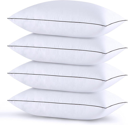 HUXMEYSON Pillows Standard Size Set of 4, Bed Pillows Set of 4, Down Alternative Luxury Hotel Pillows for Sleeping and for Side and Back Sleepers