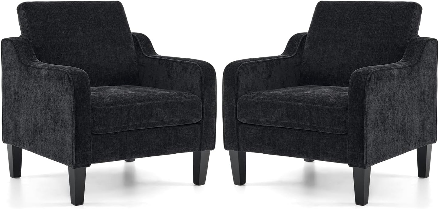 VINGLI Accent Chairs for Living Room Chairs Reading Chair Mid Century Modern Chair Soft Chenille Sofa Chair Upholstered Arm Chair Comfy Chair Side Chair (Light Grey Chenille)