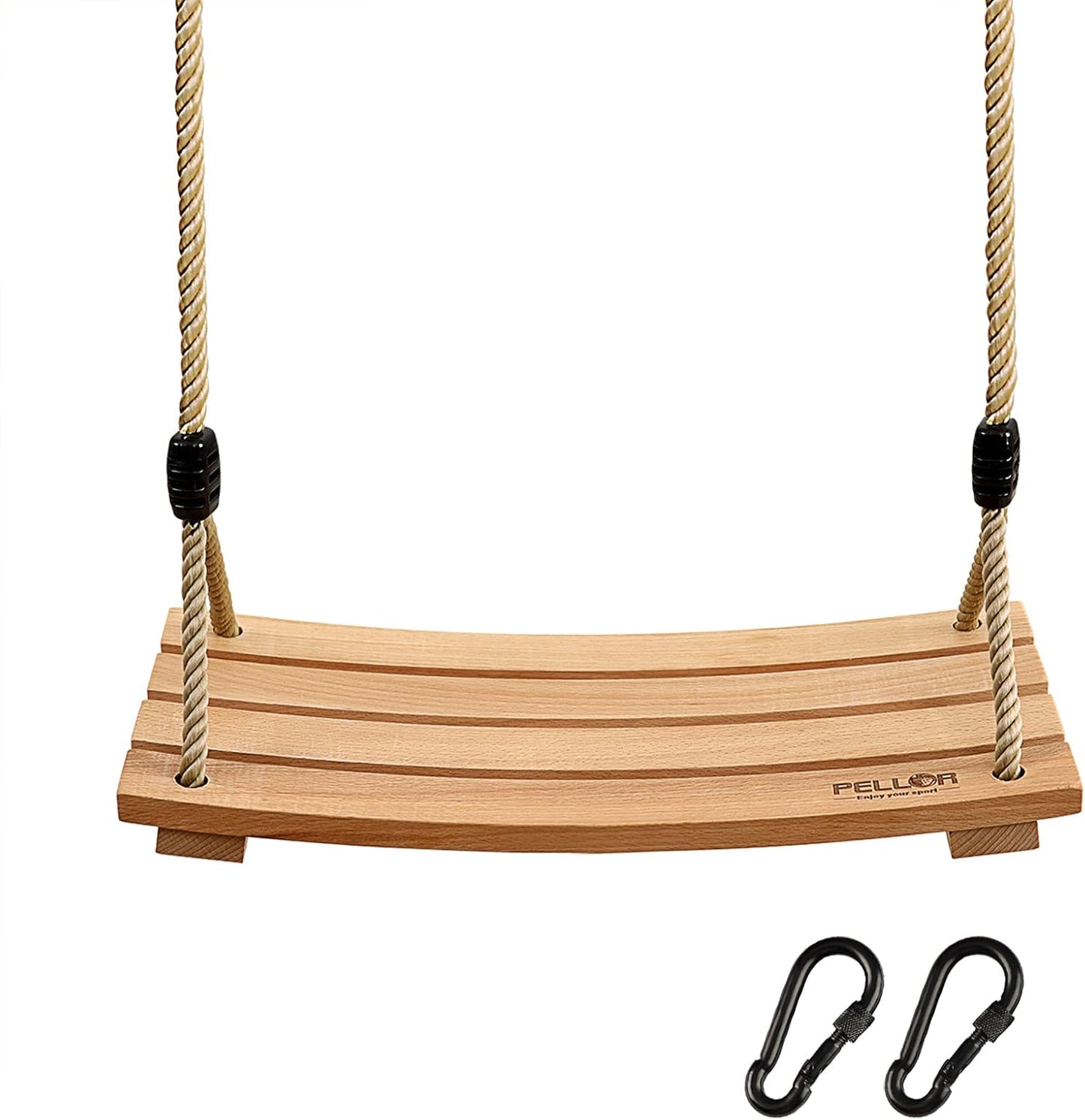 Pellor Wood Tree Swing Seat,Indoor Outdoor Rope Wooden Swing Set for Children Adult Kids (Burlywood)