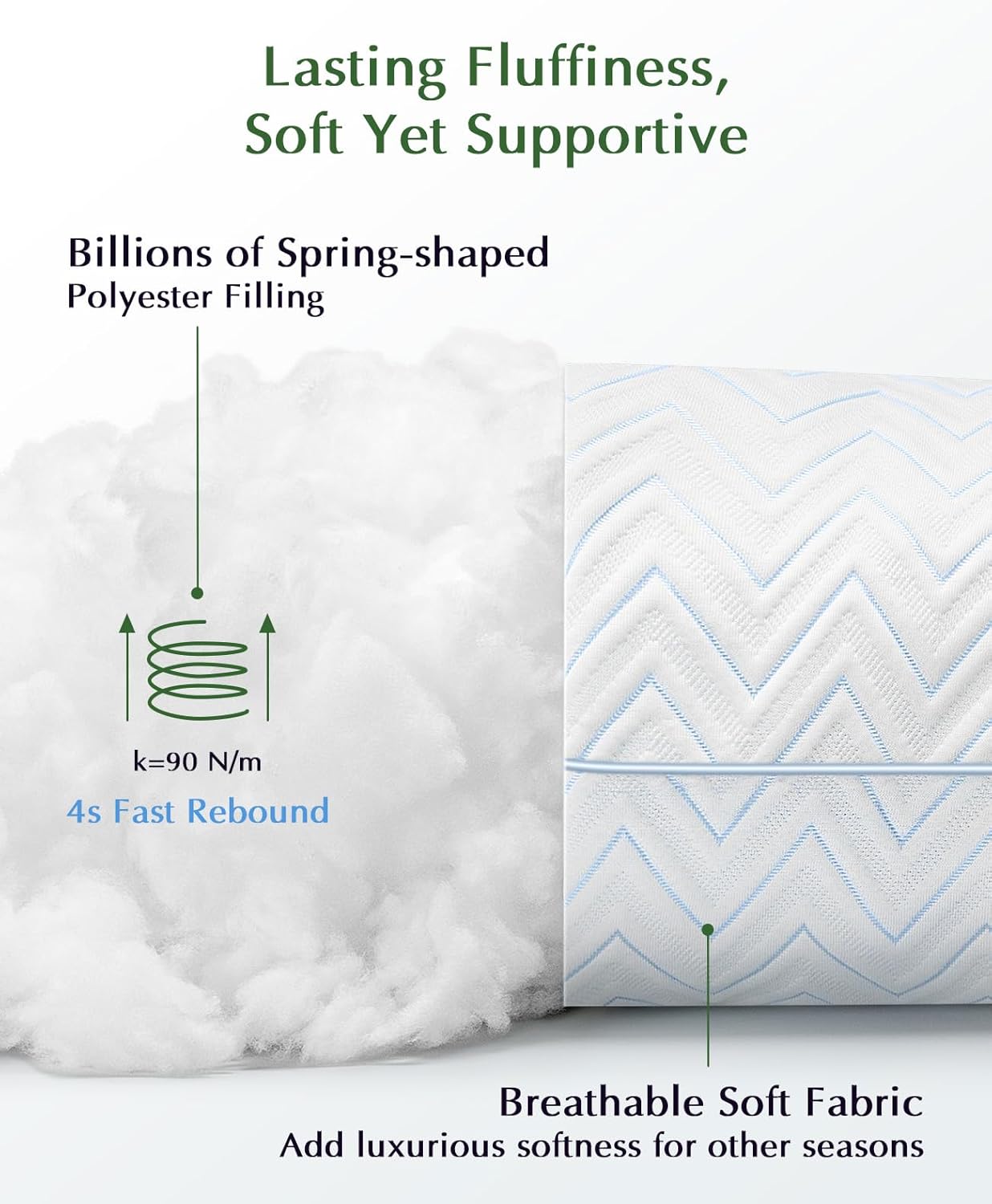 DIORIS Cooling Pillows Queen Size Set of 2 - Luxury Hotel Collection Bed Pillows for Sleeping, Breathable Medium Firm Down Alternative Microfiber Filled Pillows for Back, Stomach Sleepers