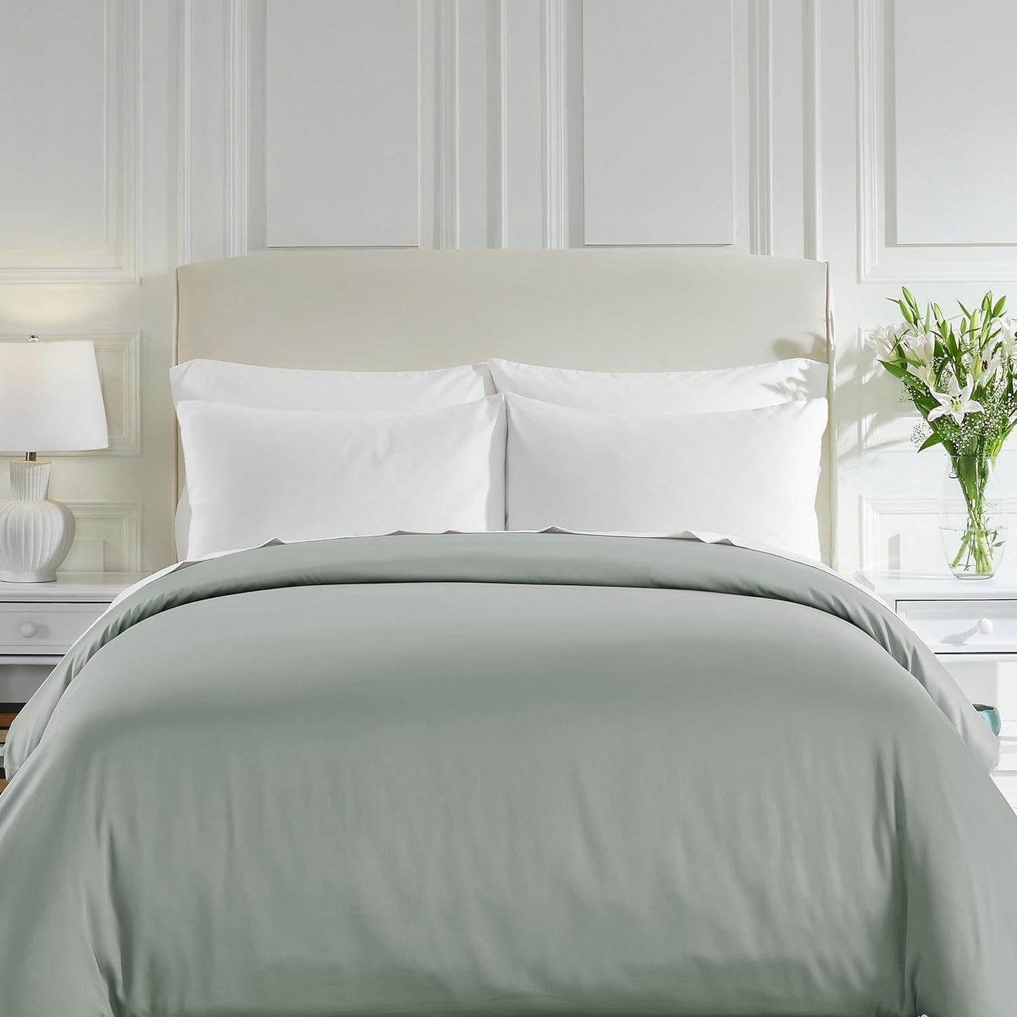 California Design Den Duvet Cover King Size Only - Winner Good Housekeeping Best Bedding Awards 2025, Premium 400 Thread Count Sateen, 100% Cotton Duvet Covers, Button Closure & Corner Ties - White