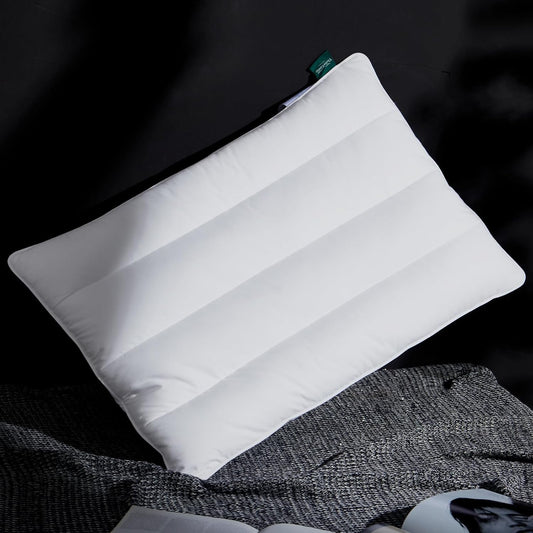 Three Geese Luxury Flat Thin Goose Feather Down Pillows Queen Size, 3 Inch Height, 100% Cotton Cover, Medium Firm, Hotel Collection Ultra Slim Thin Bed Pillows, Machine Washable, 18" x 30"