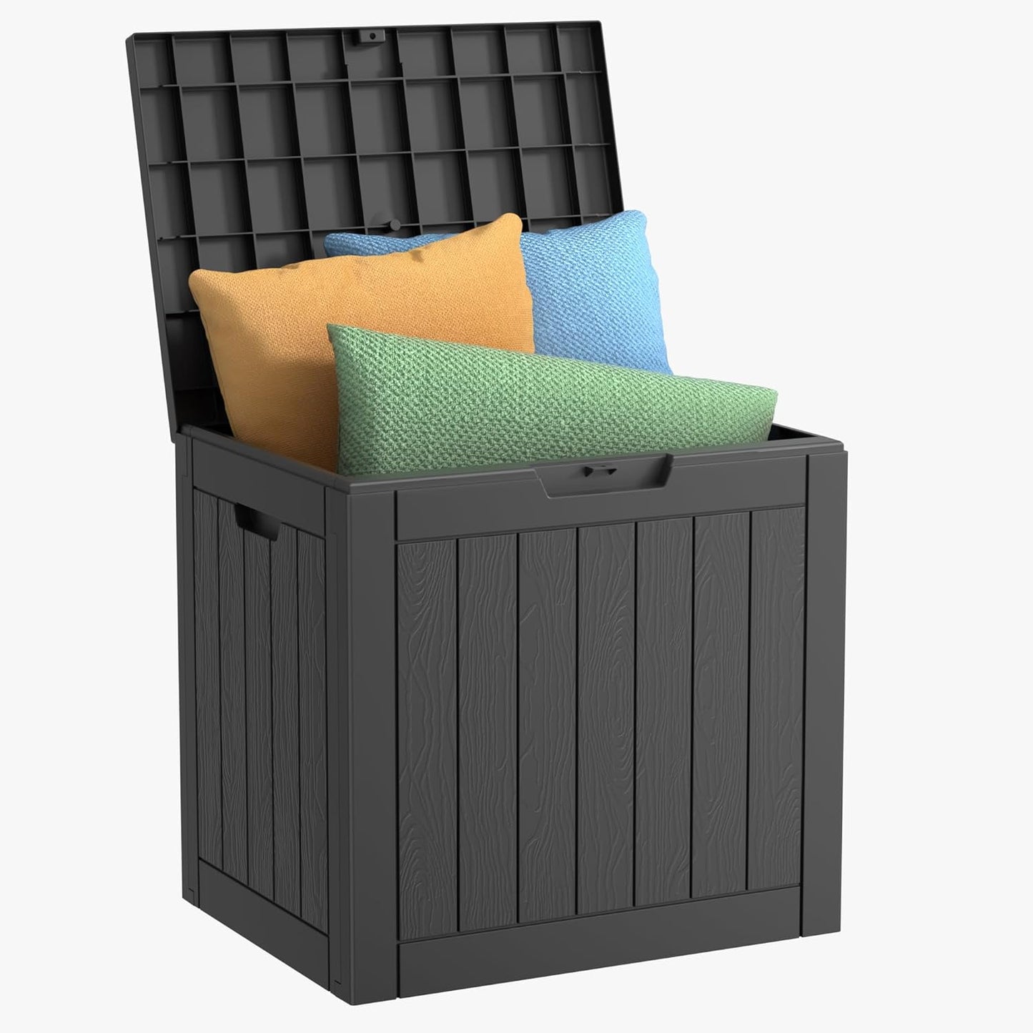 Vixzen 45 Gallon Resin Deck Box, Lockable Outdoor Storage Box for Patio Cushions Storage Furniture,Garden Tools, Pool Supplies, Weatherproof and UV Resistant