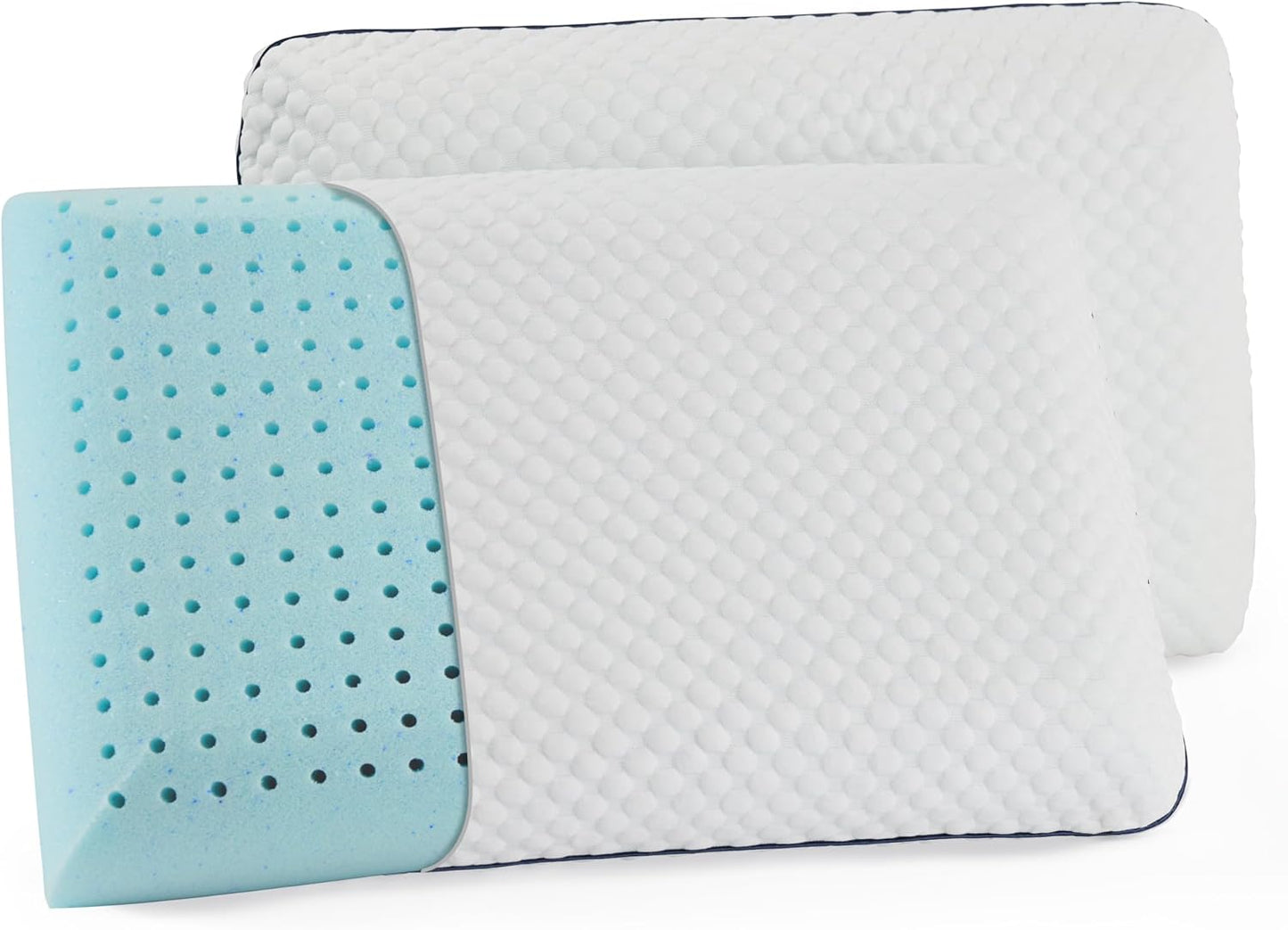 WEEKENDER Gel Queen Size-1-Pack-Medium Plush Feel-Neck and Shoulder Support-Side, Stomach, and Back Sleepers-Home, Hotel, & Hospital Essentials-CertiPur Certified Memory Foam Pillow, Blue