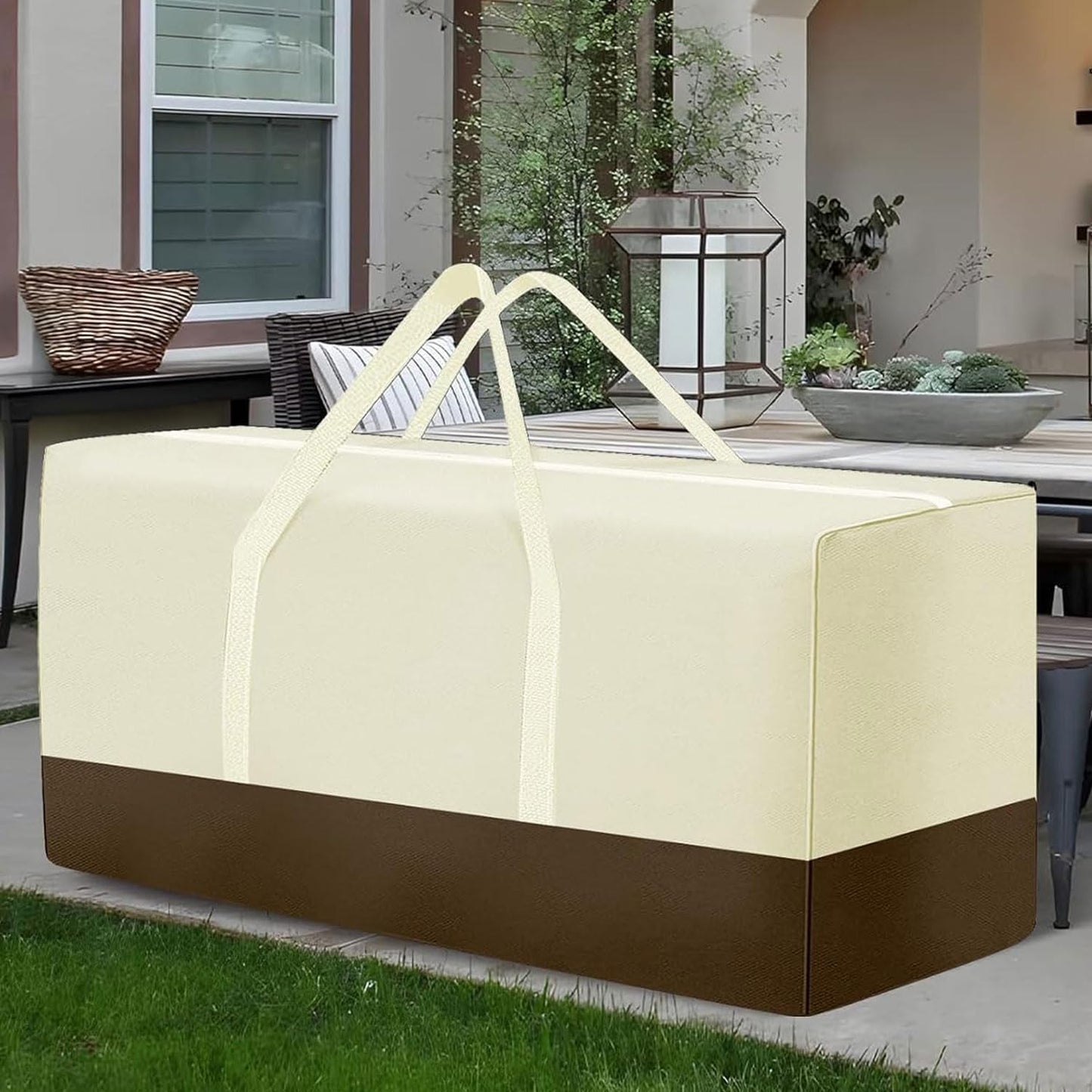 177 Gallon Outdoor Cushion Storage Bag 68 inch Extra Large Patio Furniture Cushion Storage Bag Waterproof Garden Cushion Storage Covers with Zipper and Handles Black (1 Pack, 68"L x 30"W x 20"H)