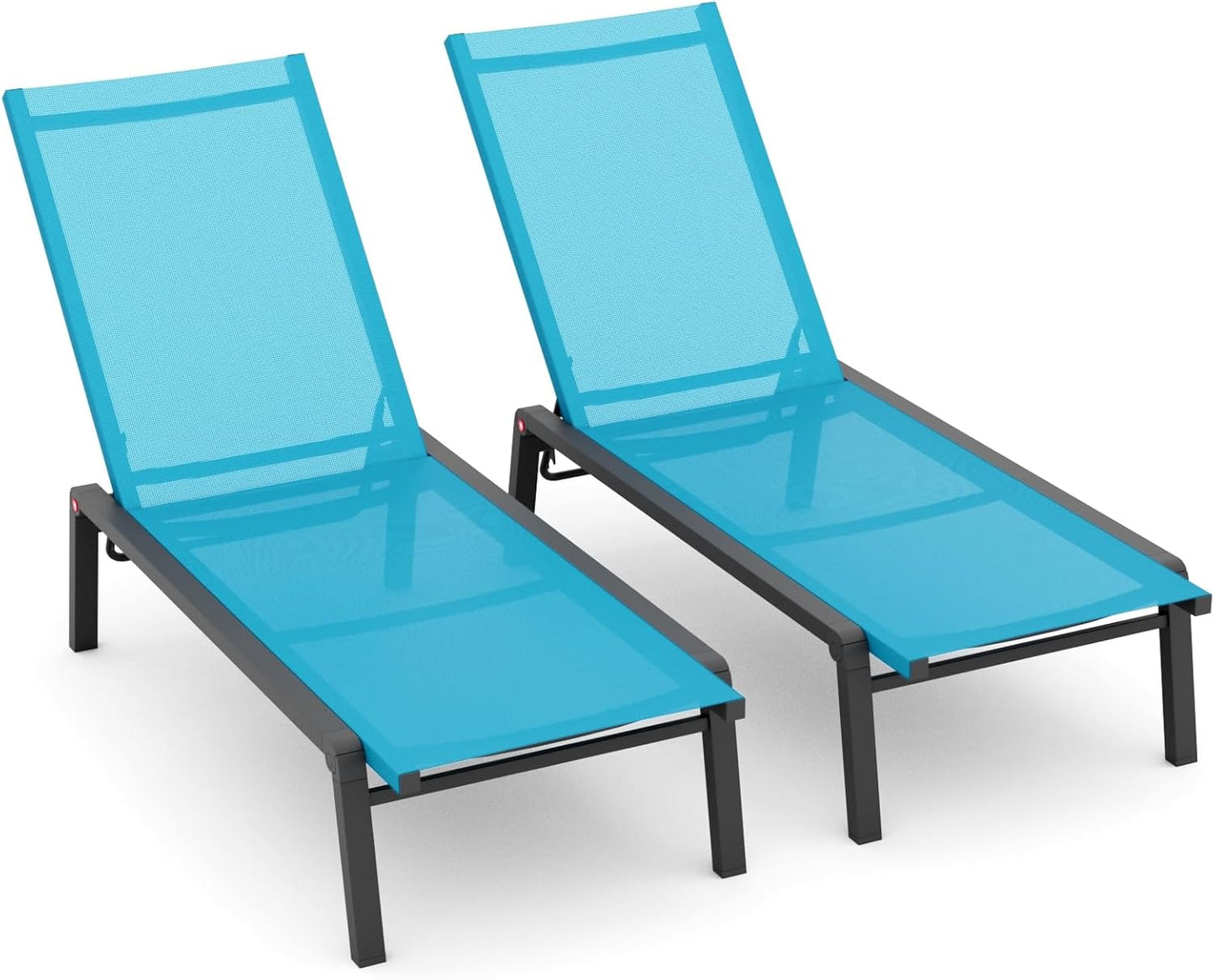 Patio Chaise Lounge Set of 2 with 4 Adjustable Backrest, Foldable Aluminum Chaise Lounge Chair Recliner for Outdoor, Poolside, Sun Tanning Flaxen