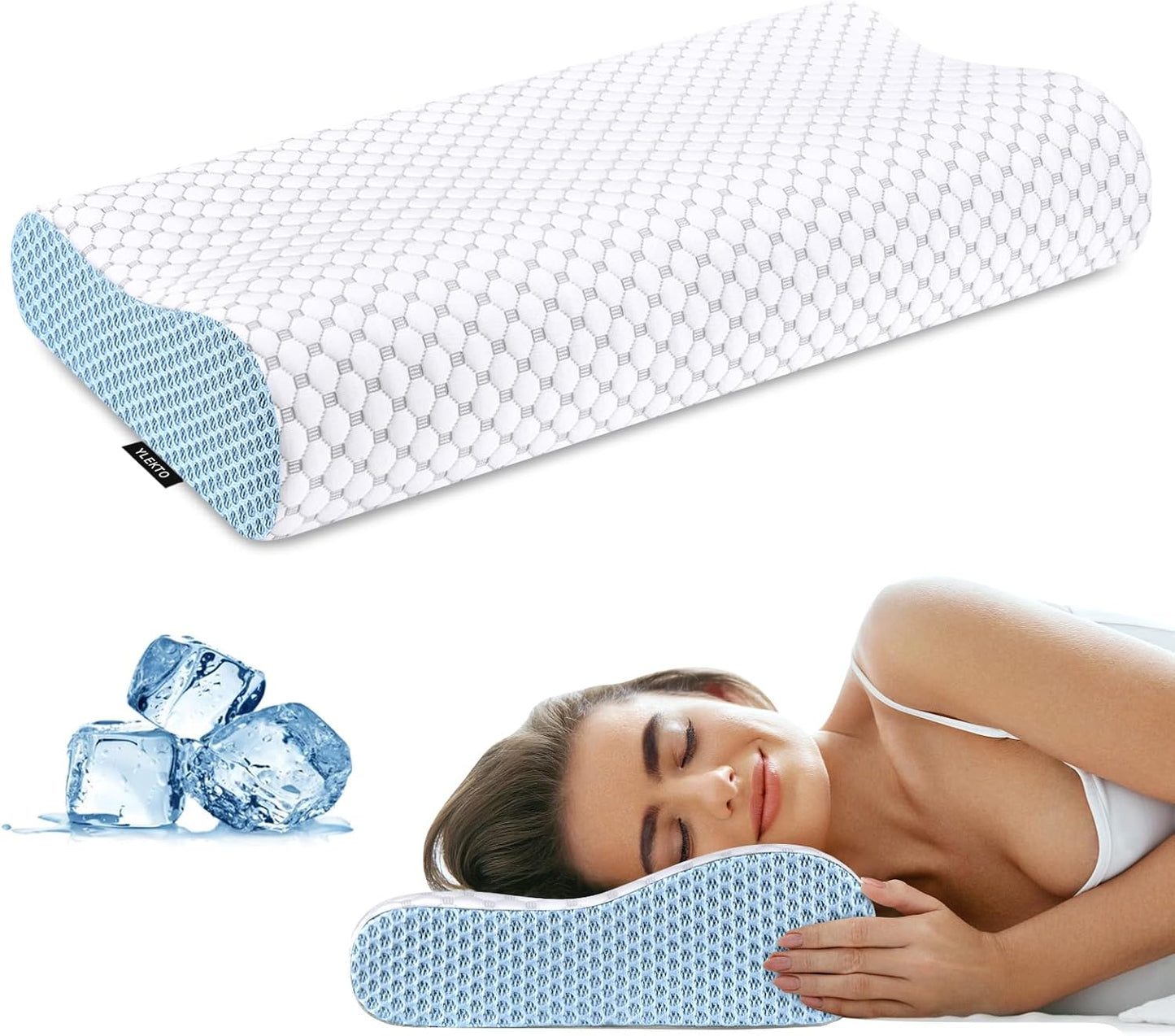 Cervical Pillow for Neck Pain Relief, Contour Memory Foam Pillows for Sleeping, Odorless Ergonomic Pillow Adjustable Orthopedic Cooling Pillow Bed Pillow Neck Support for Side Back Stomach Sleepers
