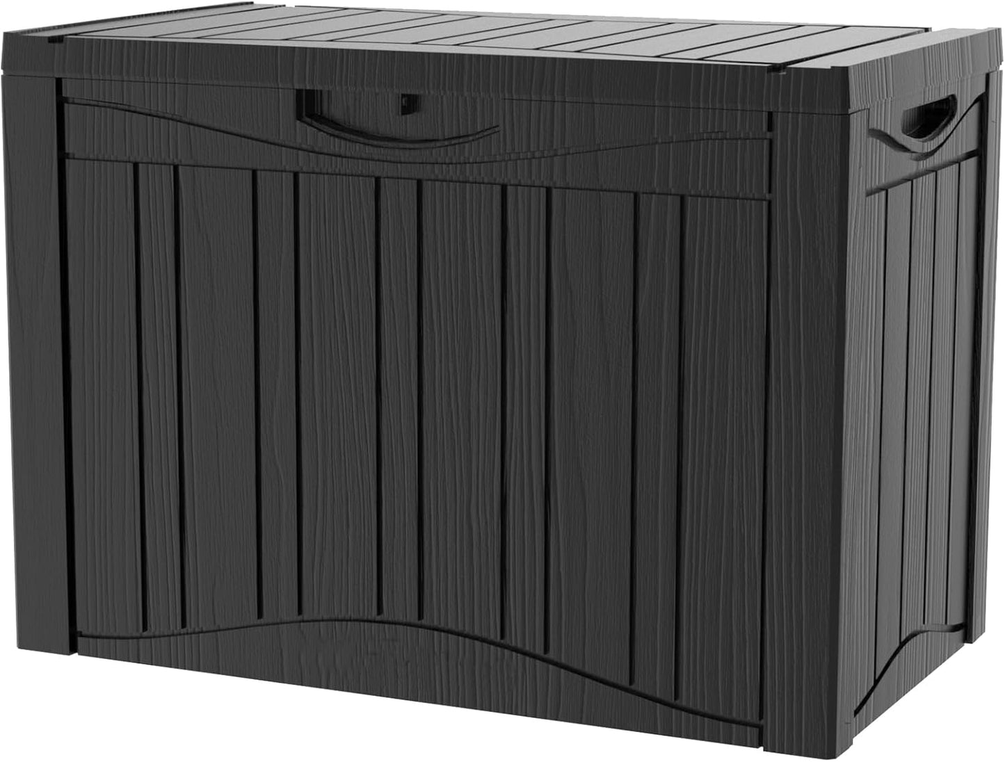 80 Gallon Outdoor Storage Box Waterproof Lockable Resin Deck Box Large, Patio Storage Bin for Pool Accessories Cushion Furniture, Garden Tools, UV-Resistant Outside Delivery Black