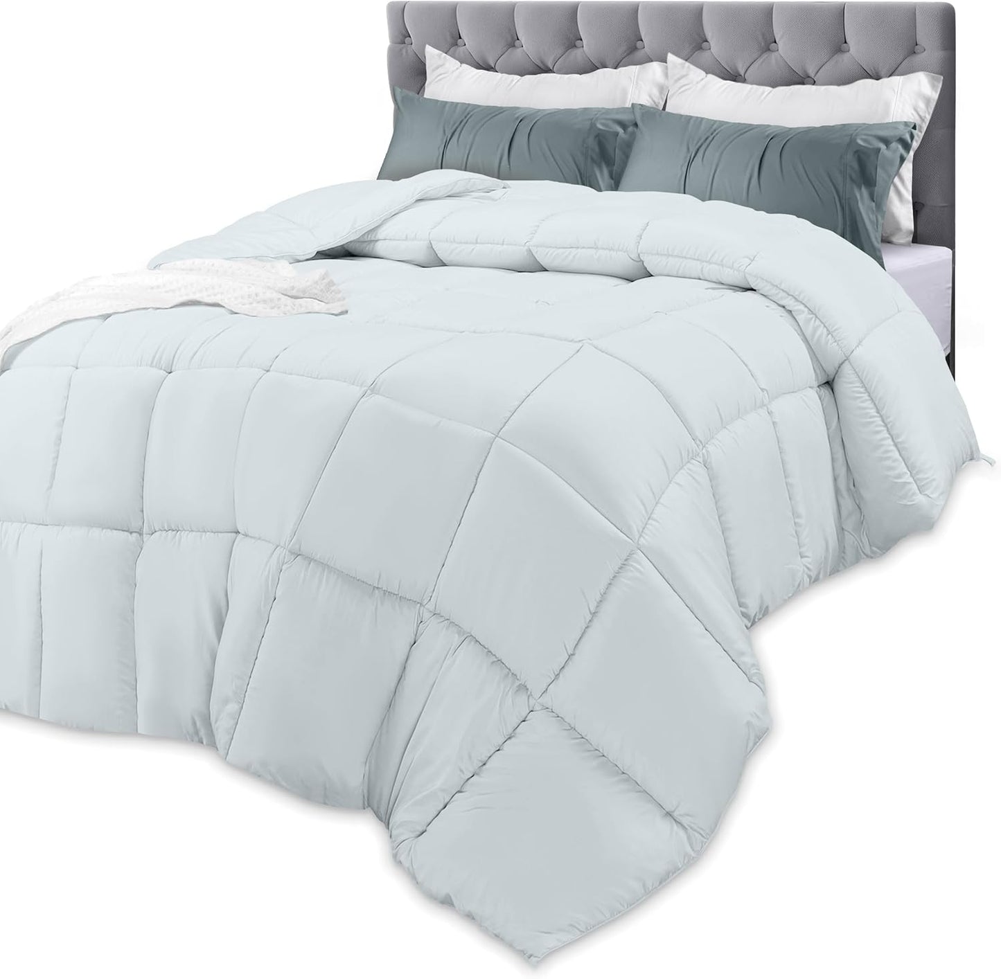 Utopia Bedding Comforters King Size, All Season Duvet Insert, Down Alternative Box Stitched Bed Comforter with Corner Tabs, Machine Washable (White)
