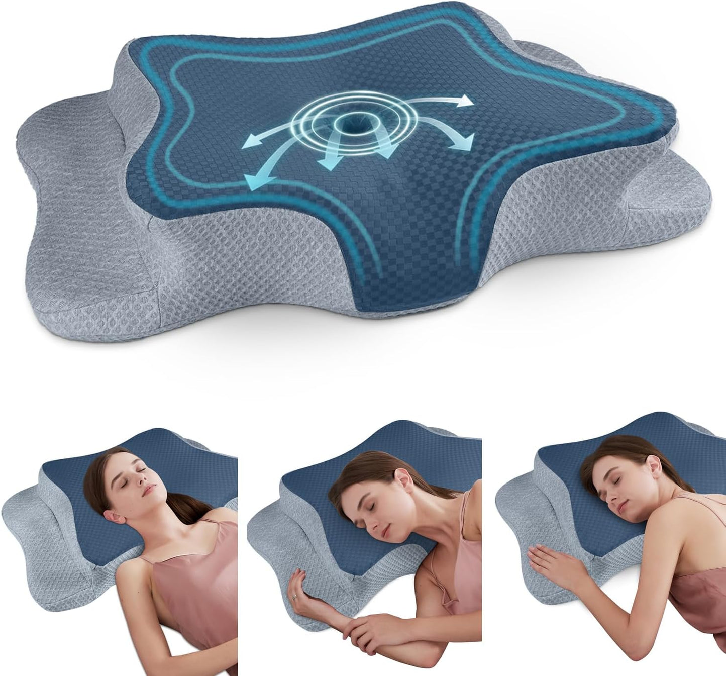 Memory Foam Pillows, Cervical Pillow for Neck and Shoulder Pain Relief, Ergonomic Contour Bed Pillow, Soft for Side Sleep Stomach Sleeping and Back Sleeper