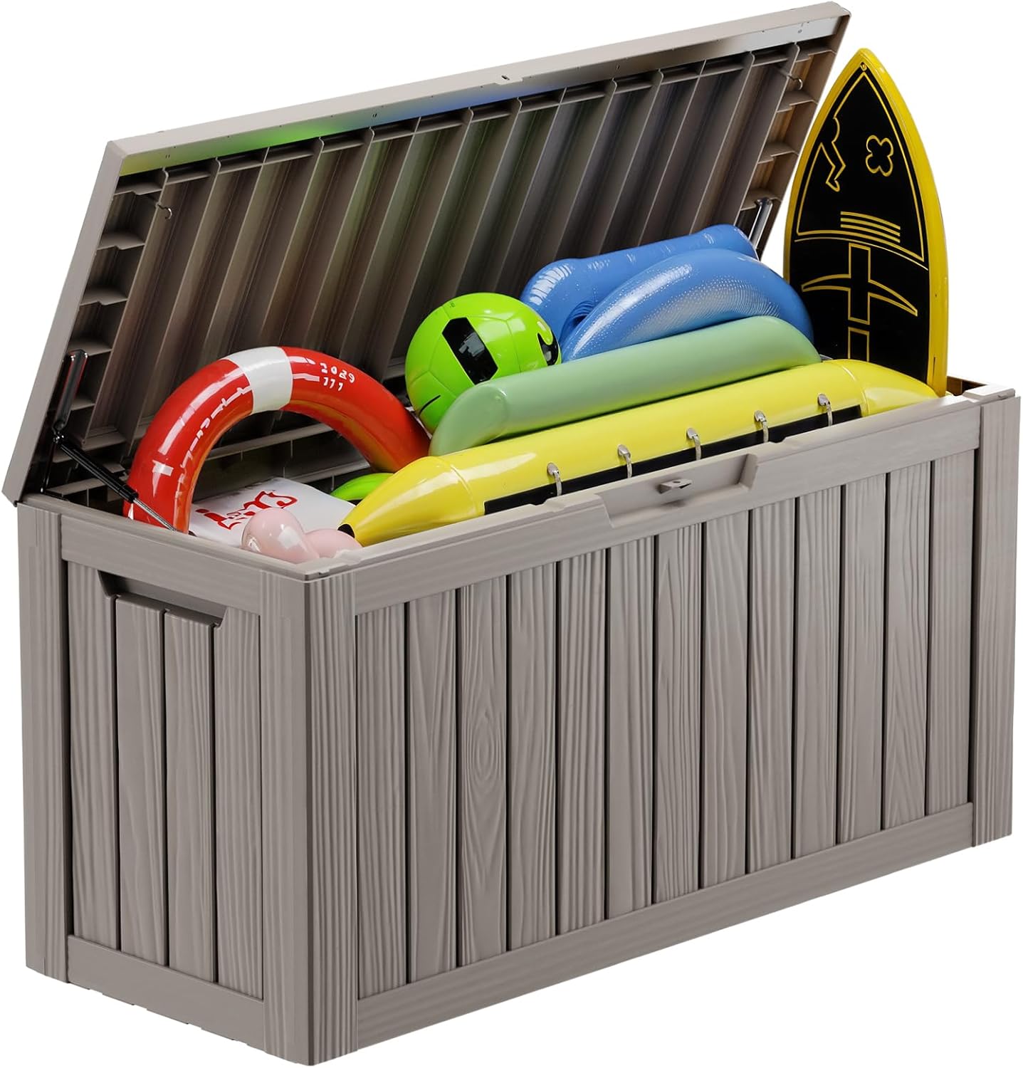 Vixzen 45 Gallon Resin Deck Box, Lockable Outdoor Storage Box for Patio Cushions Storage Furniture,Garden Tools, Pool Supplies, Weatherproof and UV Resistant