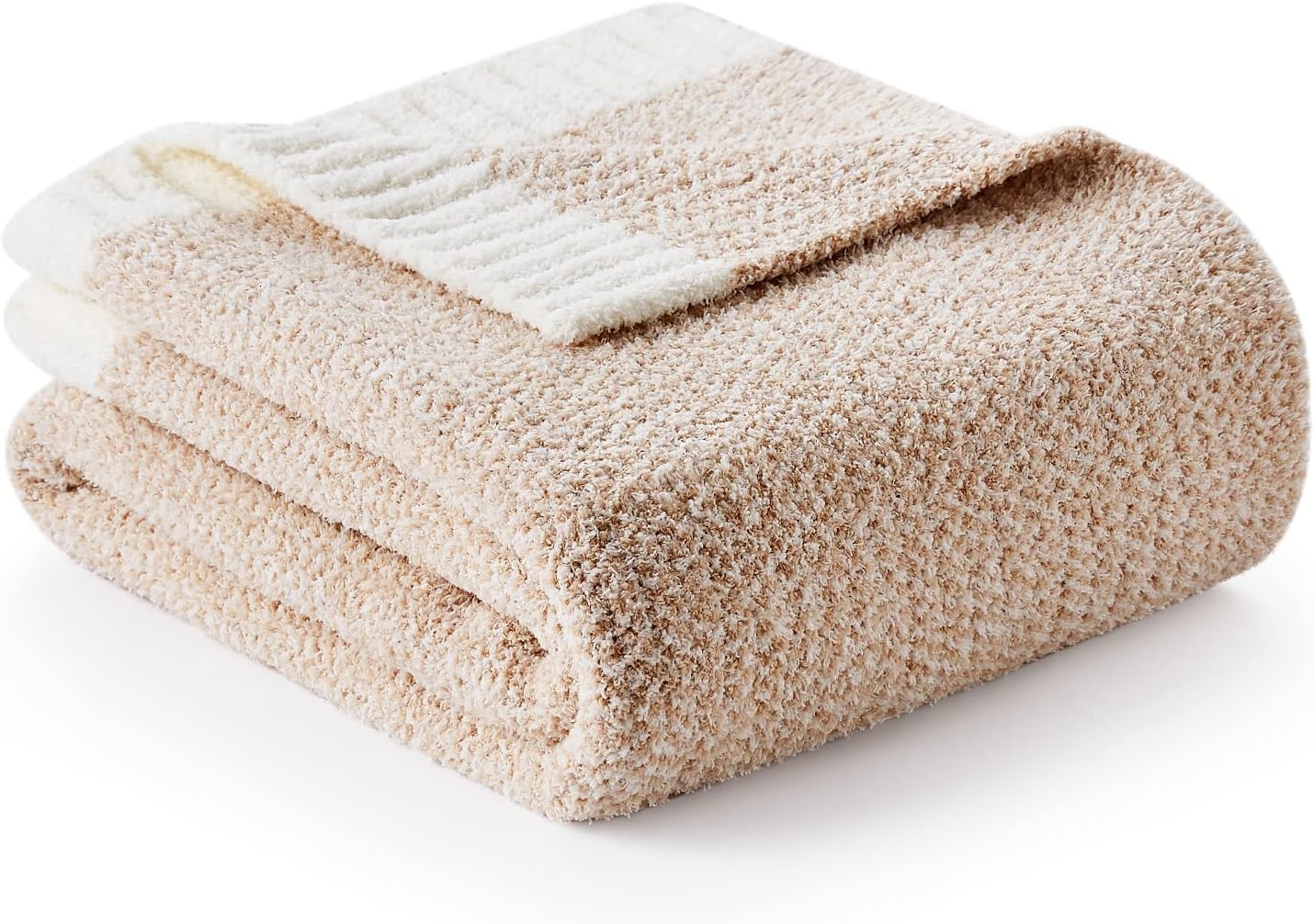 Snuggle Sac Buttery Ivory Throw Blanket for Couch, Reversible Super Soft Knitted Blankets, Warm Cozy Knit Fuzzy Plush Lightweight Throws Dupes for Sofa, Bed, Picnic, Ivory, 50 x 60 inches
