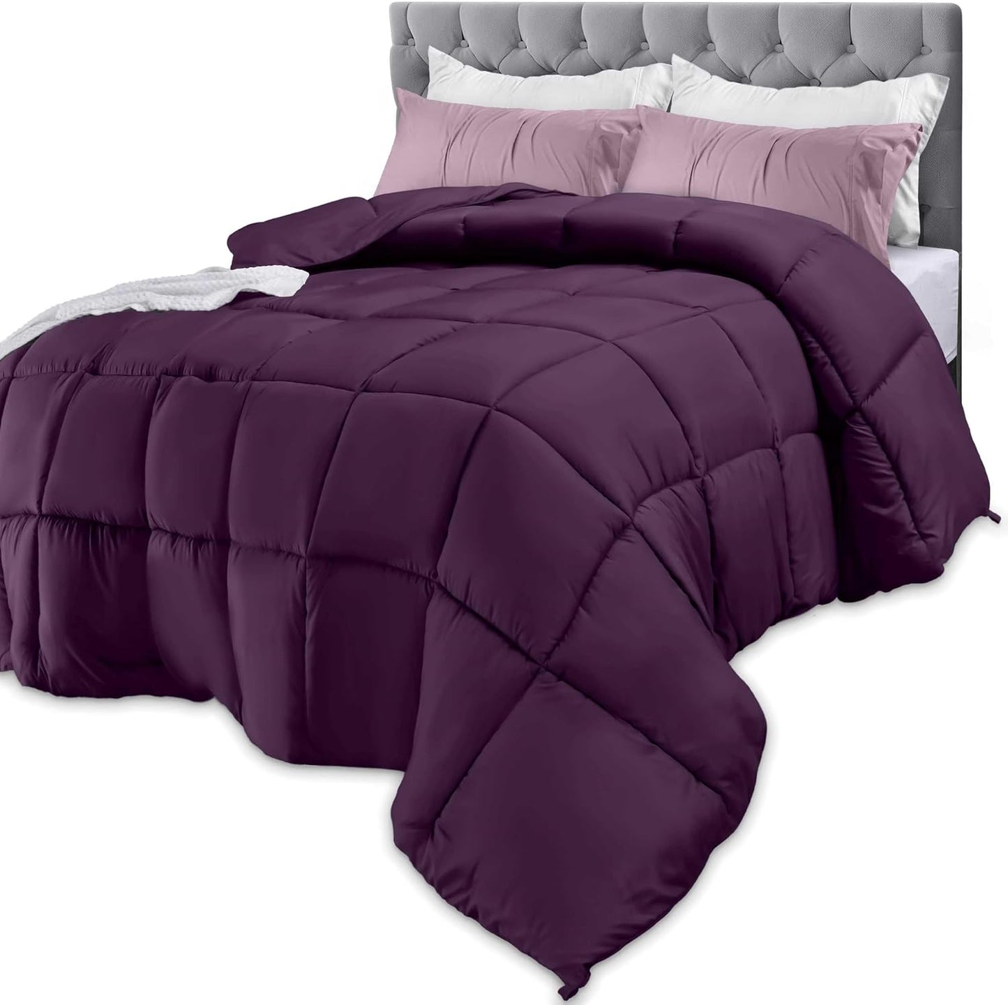 Utopia Bedding Comforters King Size, All Season Duvet Insert, Down Alternative Box Stitched Bed Comforter with Corner Tabs, Machine Washable (White)