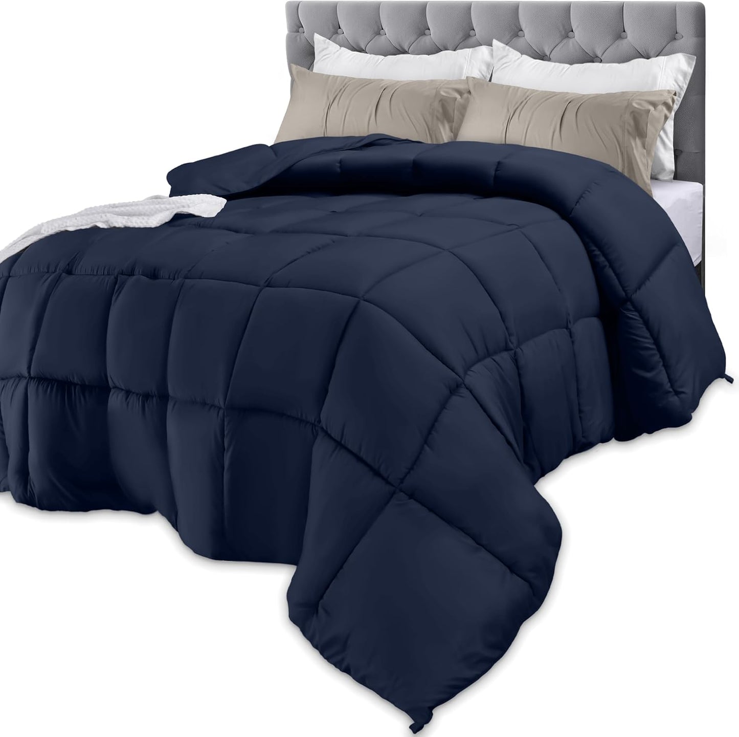 Utopia Bedding Comforters King Size, All Season Duvet Insert, Down Alternative Box Stitched Bed Comforter with Corner Tabs, Machine Washable (White)