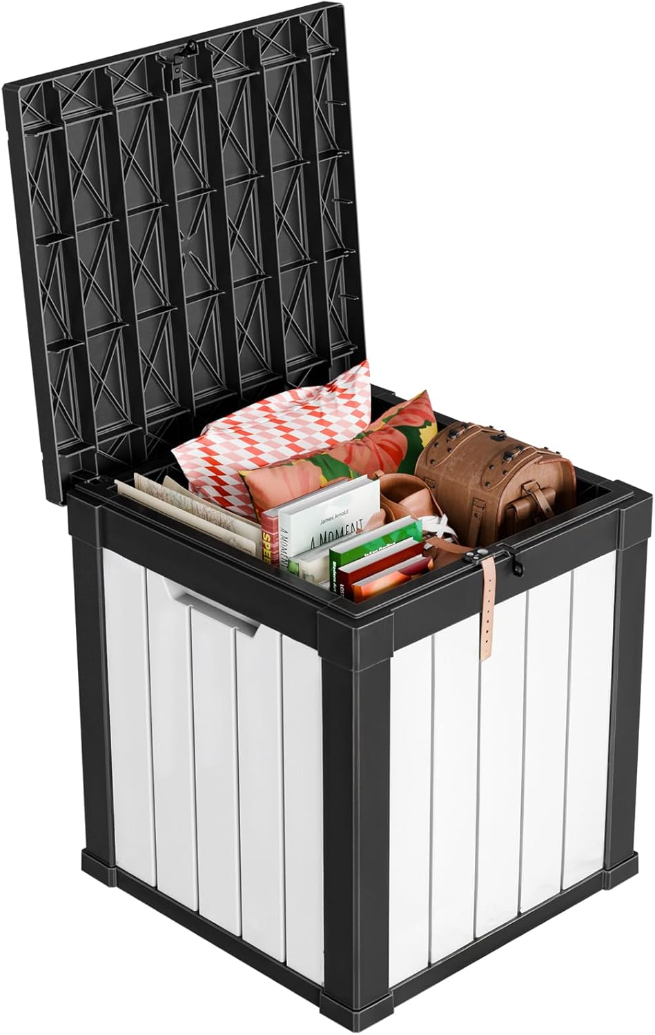 Vixzen 45 Gallon Resin Deck Box, Lockable Outdoor Storage Box for Patio Cushions Storage Furniture,Garden Tools, Pool Supplies, Weatherproof and UV Resistant