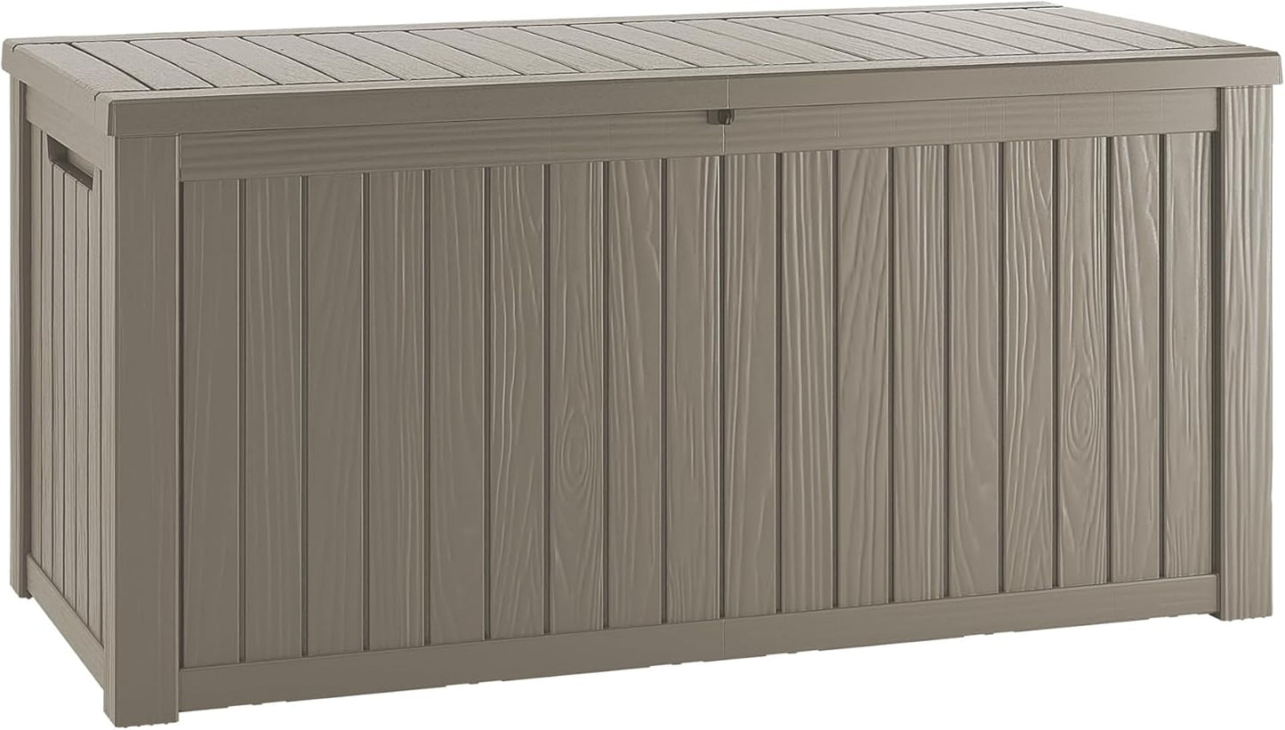80 Gallon Outdoor Storage Box Waterproof Lockable Resin Deck Box Large, Patio Storage Bin for Pool Accessories Cushion Furniture, Garden Tools, UV-Resistant Outside Delivery Black