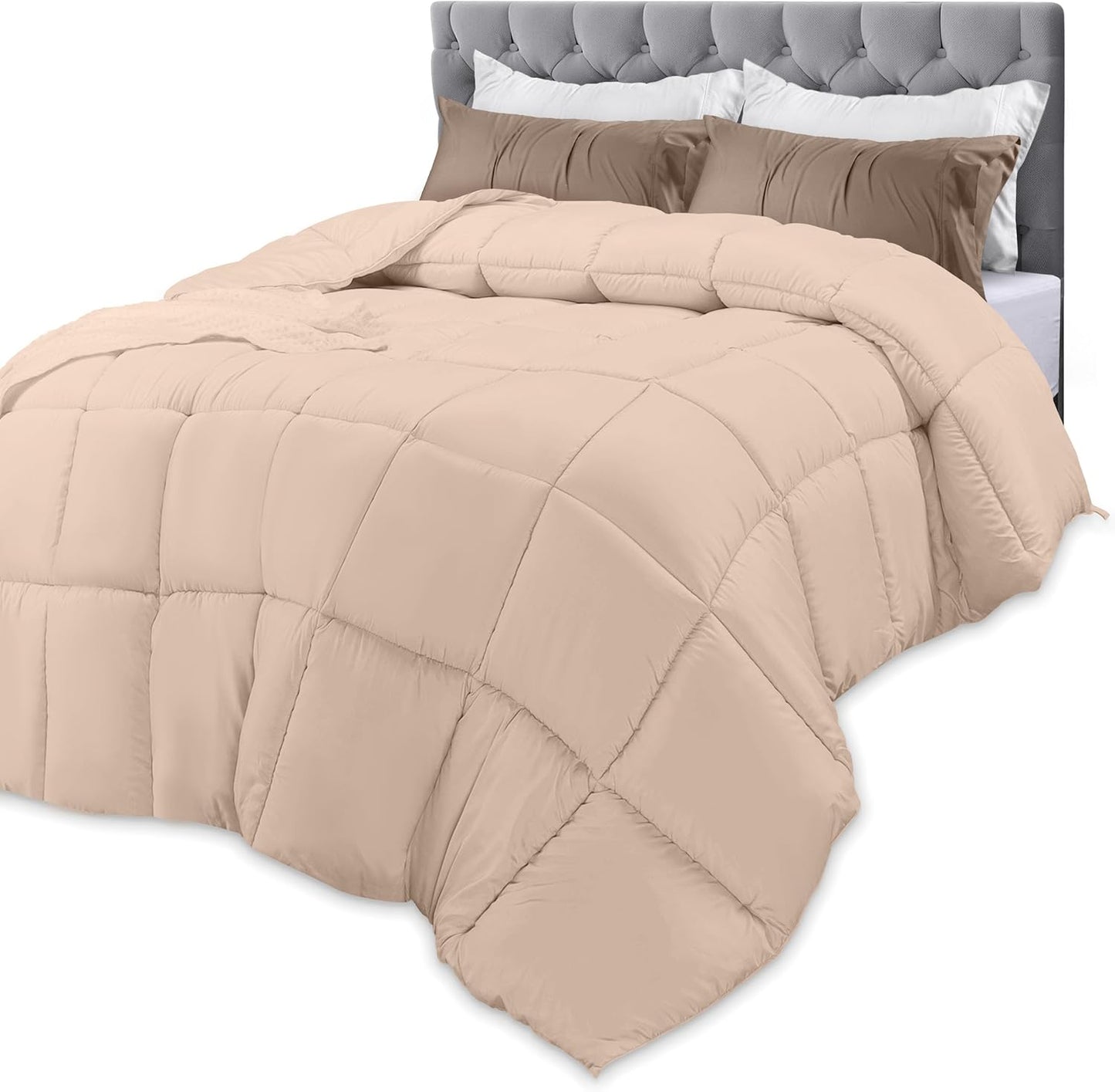 Utopia Bedding Comforters King Size, All Season Duvet Insert, Down Alternative Box Stitched Bed Comforter with Corner Tabs, Machine Washable (White)