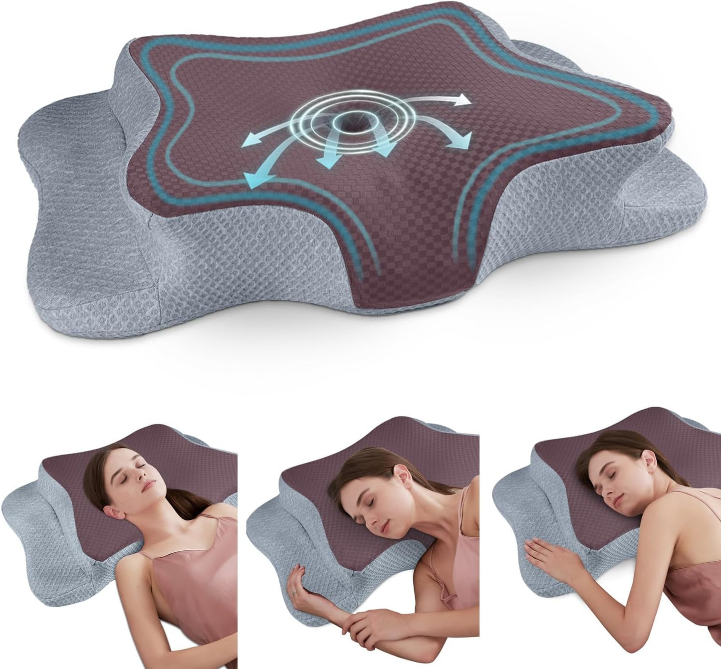 Memory Foam Pillows, Cervical Pillow for Neck and Shoulder Pain Relief, Ergonomic Contour Bed Pillow, Soft for Side Sleep Stomach Sleeping and Back Sleeper